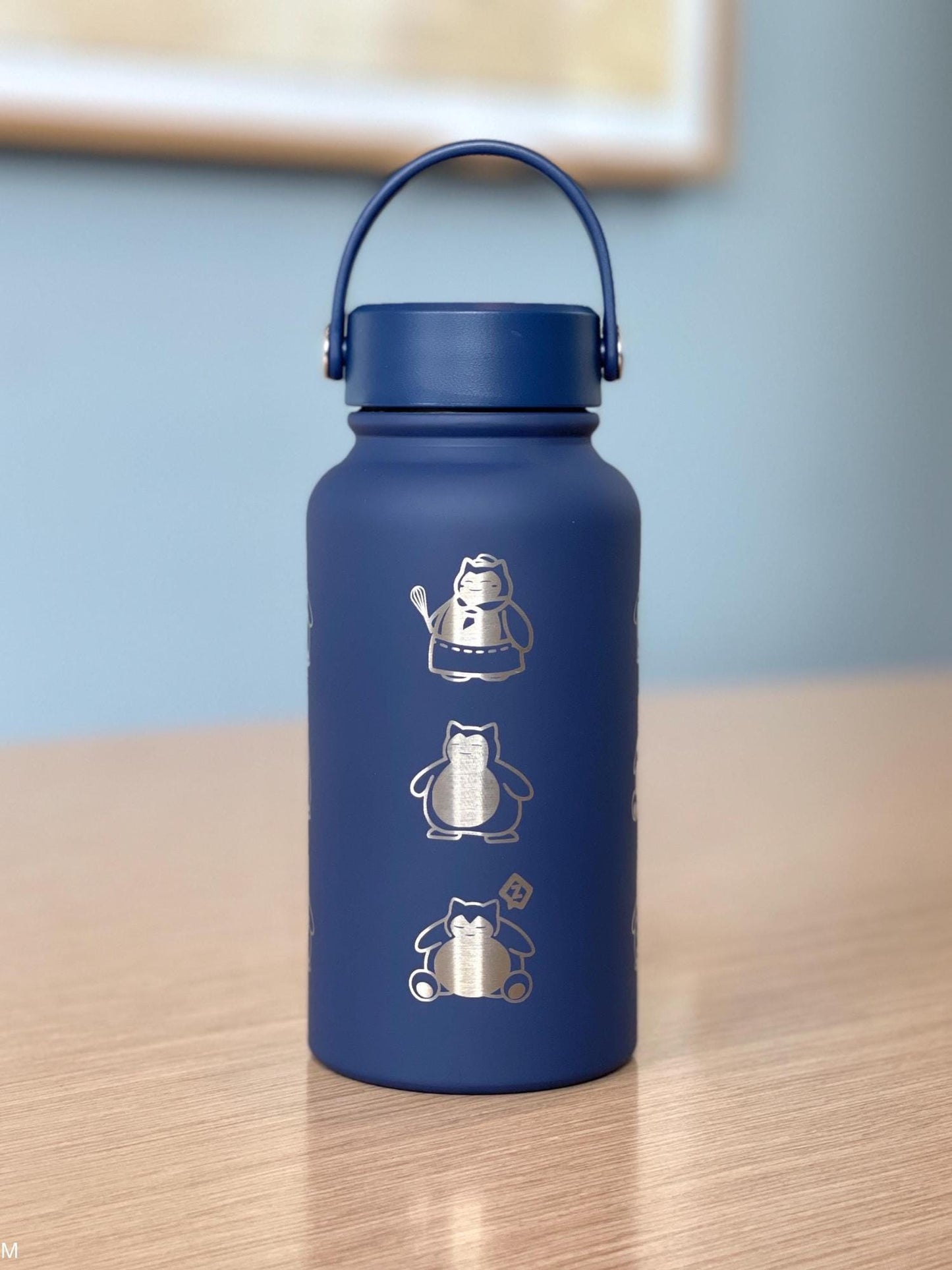 Snorlax Water Bottle Engraved Coffee Tumbler with Unite Cook Style, Waterbottle Sleeping Snorlax Travel Mug Funny Anime Fan Birthday Gift