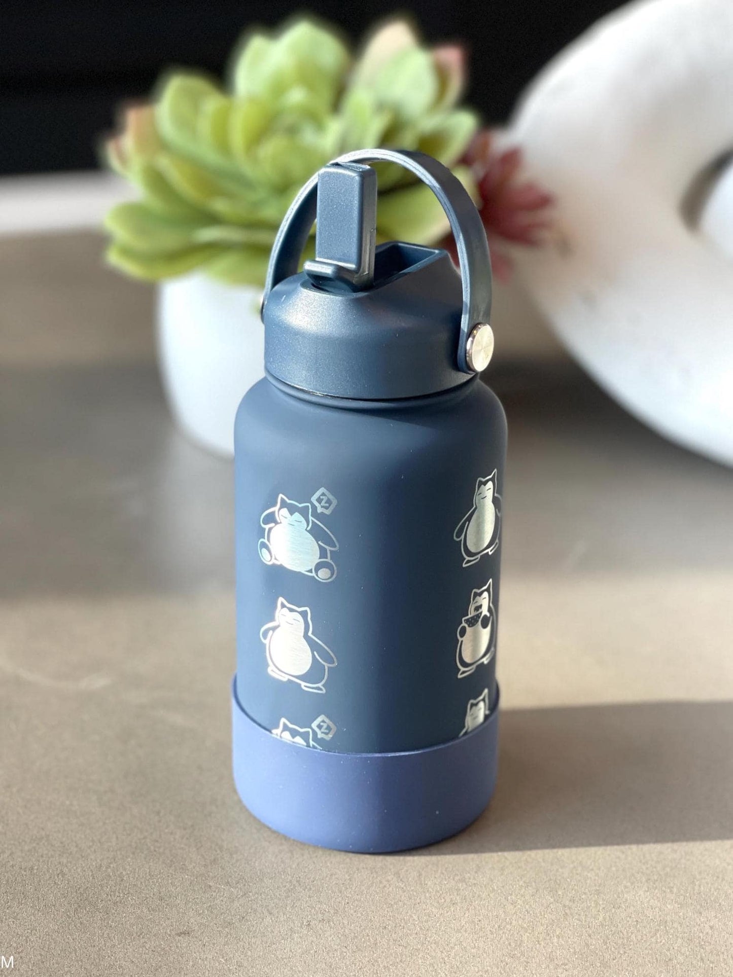 Snorlax Water Bottle Engraved Coffee Tumbler with Unite Cook Style, Waterbottle Sleeping Snorlax Travel Mug Funny Anime Fan Birthday Gift