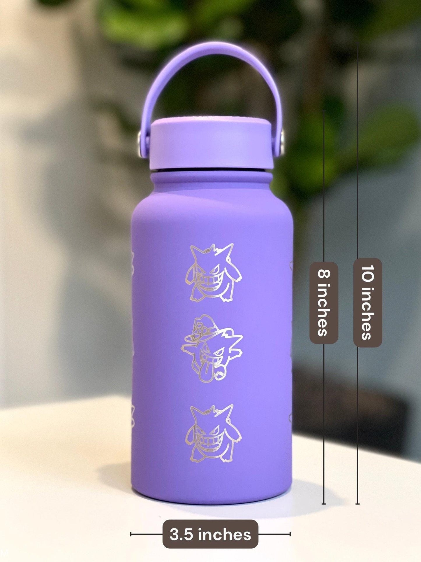 Gengar Water Bottle Coffee Tumbler with Go Event Halloween Witch Hat and Tricks N Treats Cursed Costume Waterbottle, Anime Fan Birthday Gift