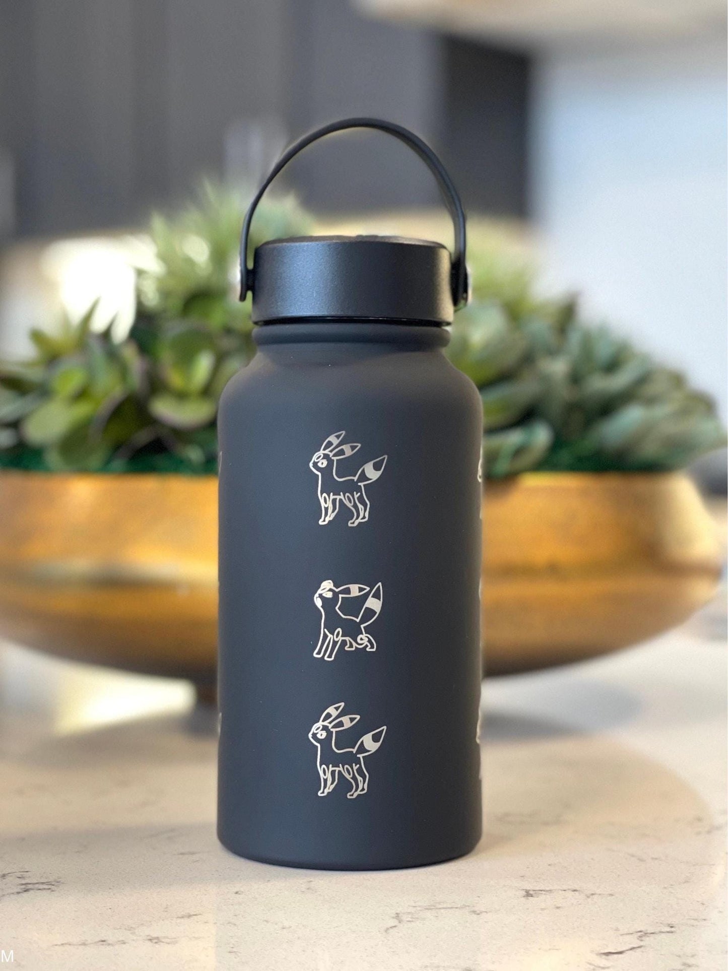 Umbreon Water Bottle Engraved Coffee Tumbler, Eevee Eeveelution Waterbottle Thermos, Anime Fan Travel Mug Birthday Anniversary Gift