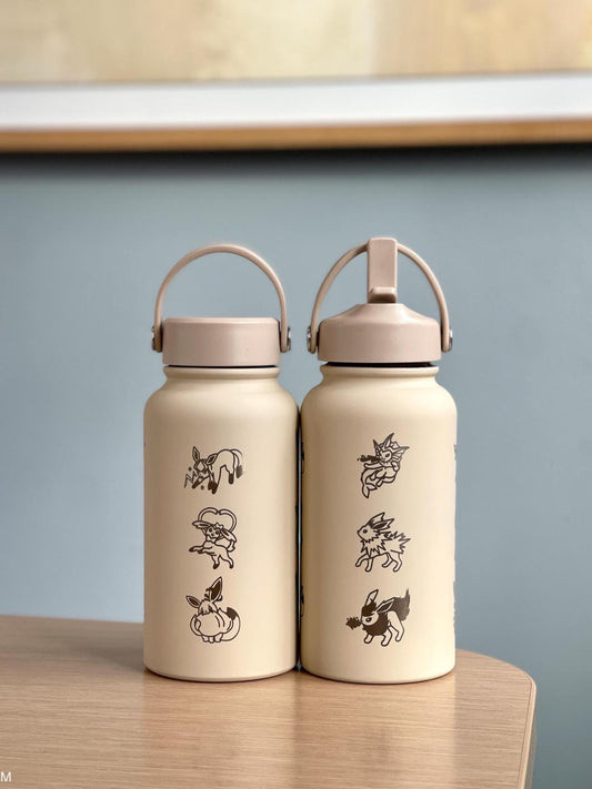 Eevee Evolutions Water Bottle Engraved Eeveelutions Coffee Tumbler, Vaporeon Jolteon Espeon Umbreon Glaceon Leafeon Sylveon Waterbottle Gift