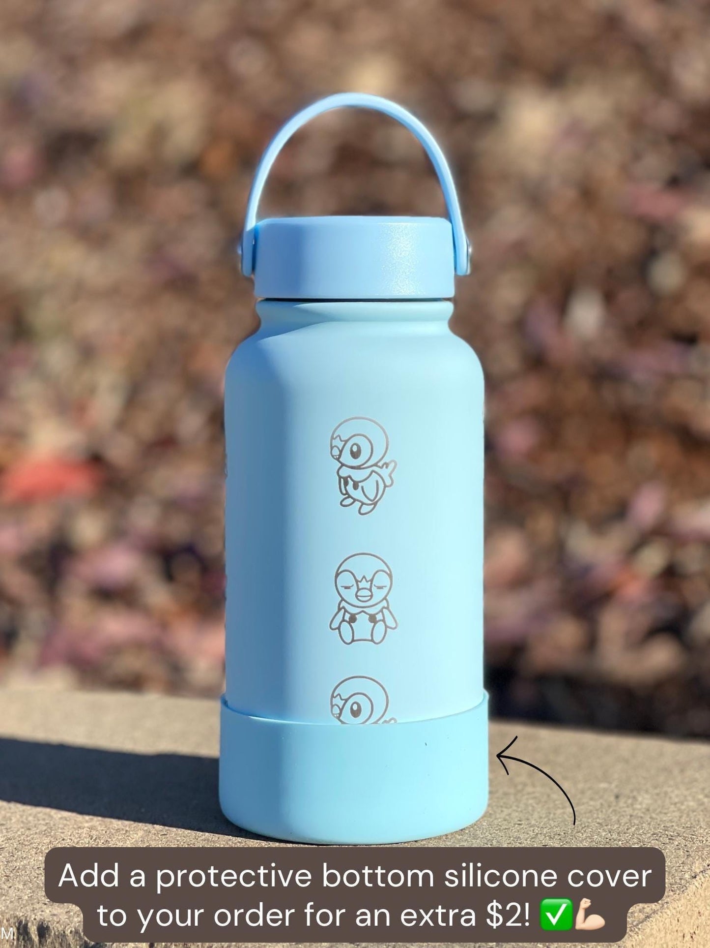 Piplup Water Bottle Engraved Tumbler Thermos, Sinnoh Starter Penguin Anime Gamer Waterbottle, Birthday Tea Coffee Flask Gift For Men Boys