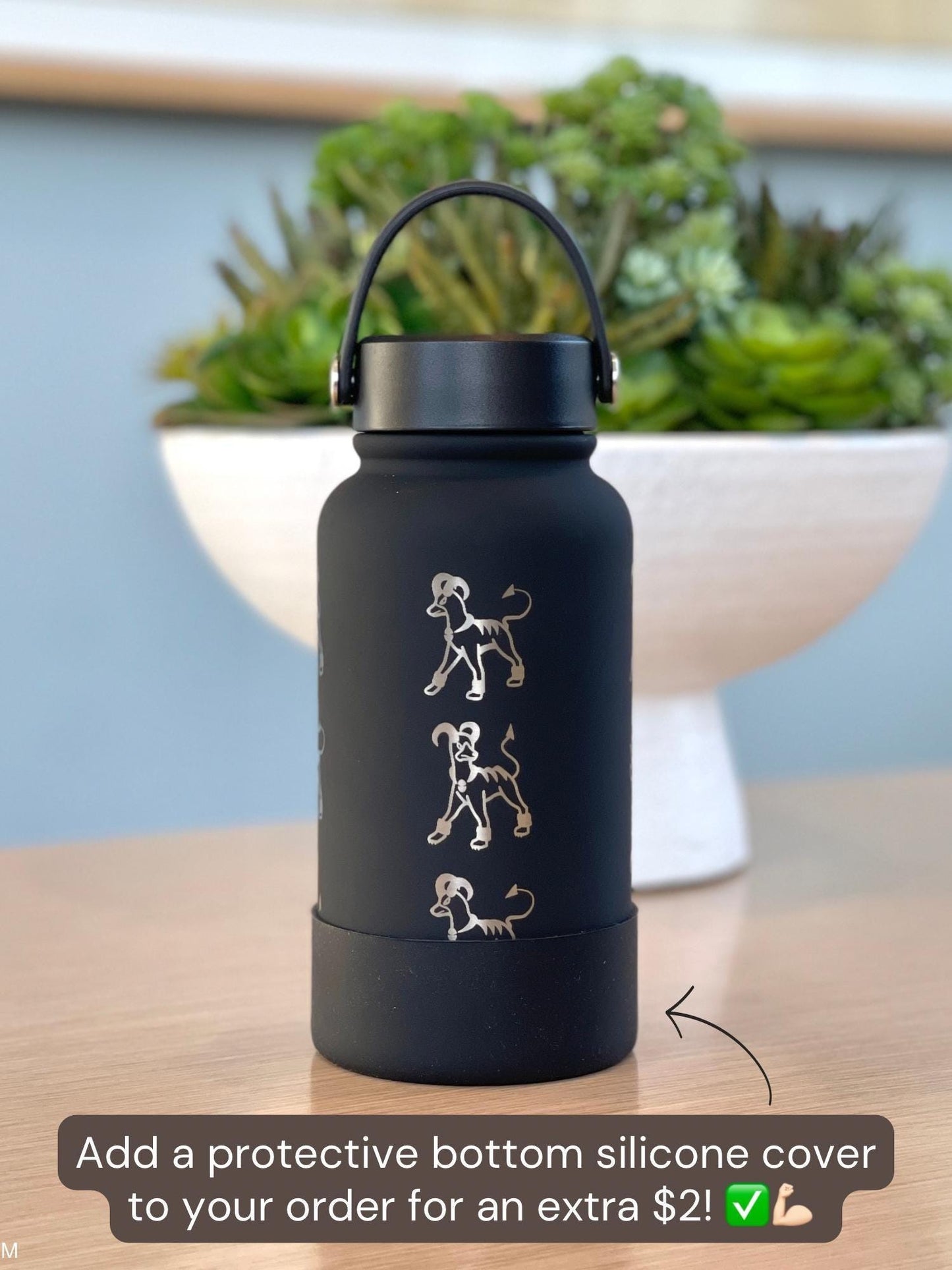 Houndoom Water Bottle Coffee Tumbler with Mega Houndoom and Apple from Togepi Episode Waterbottle Travel Mug, Anime Fan Birthday Gift