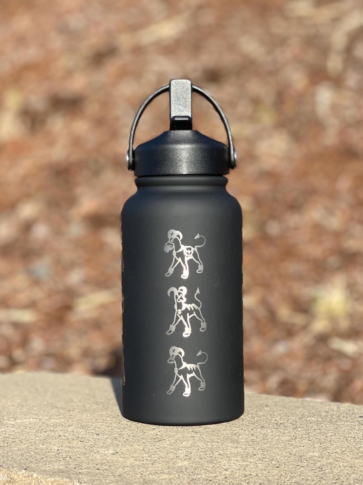 Houndoom Water Bottle Coffee Tumbler with Mega Houndoom and Apple from Togepi Episode Waterbottle Travel Mug, Anime Fan Birthday Gift