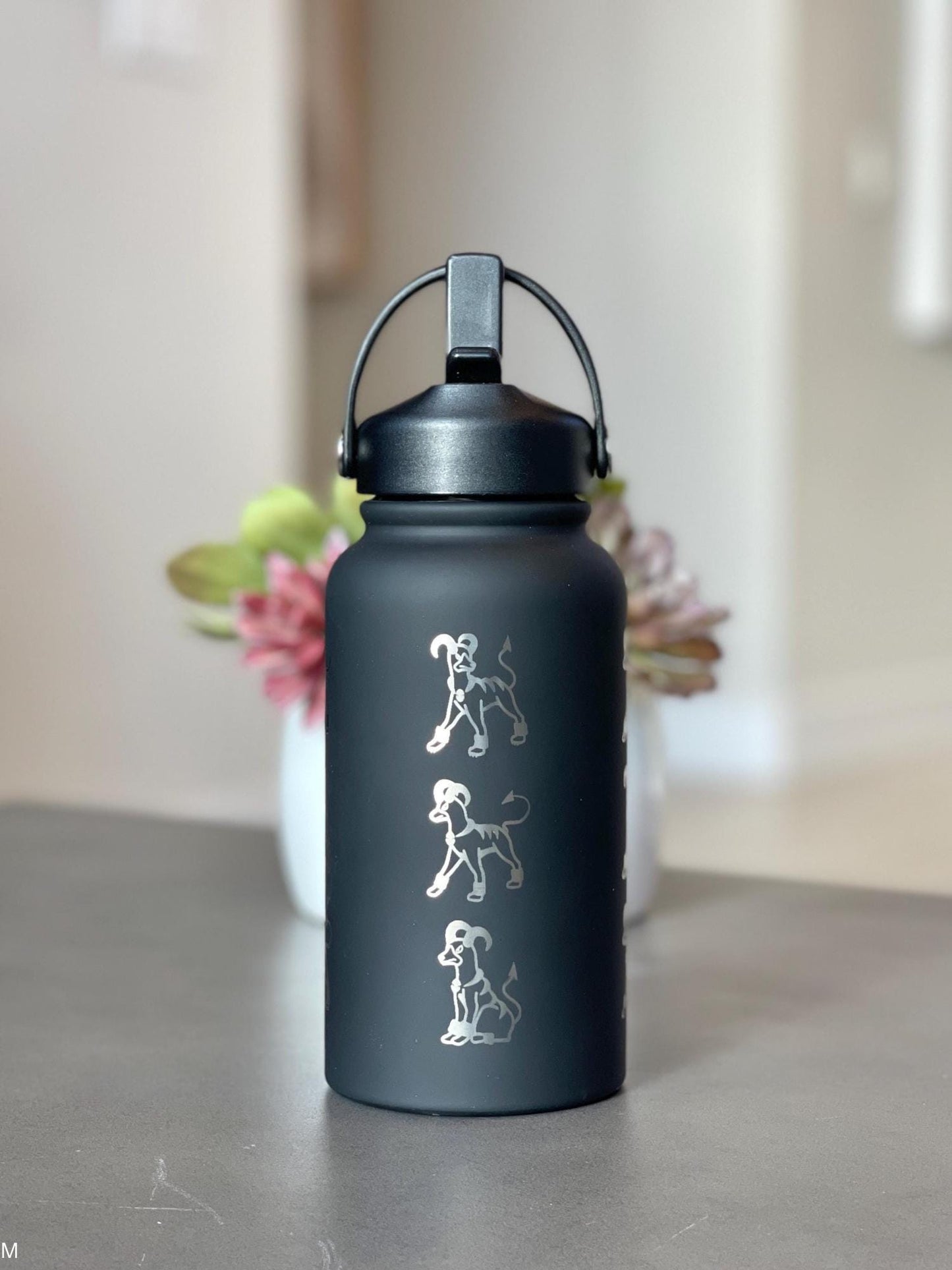 Houndoom Water Bottle Coffee Tumbler with Mega Houndoom and Apple from Togepi Episode Waterbottle Travel Mug, Anime Fan Birthday Gift