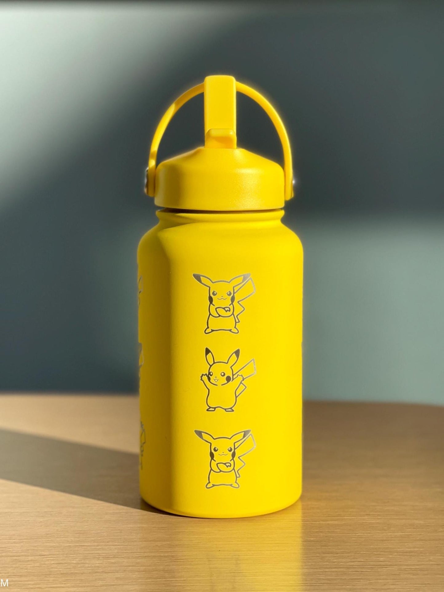 Pikachu Water Bottle with Captain & Detective Pikachu Volt Tackle, Engraved Waterbottle Coffee Tumbler Thermos, Anime Fan Birthday Gift