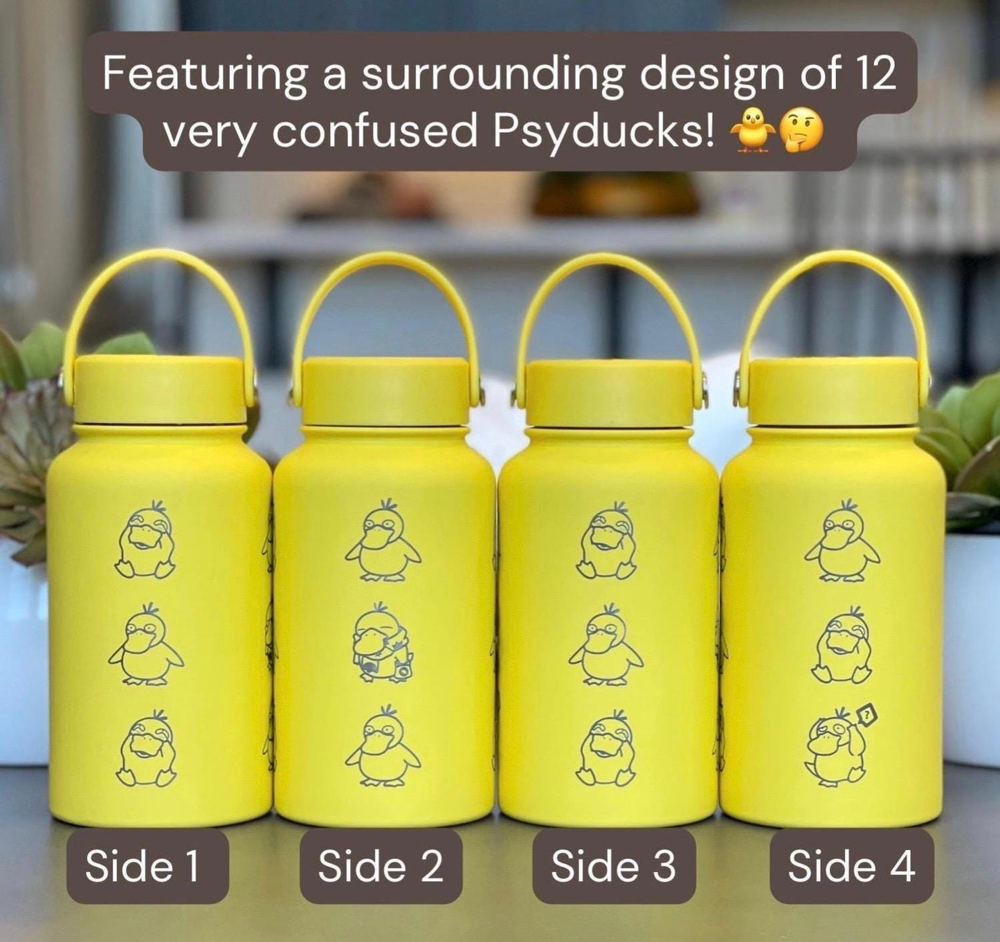 Psyduck Water Bottle Engraved Coffee Tumbler