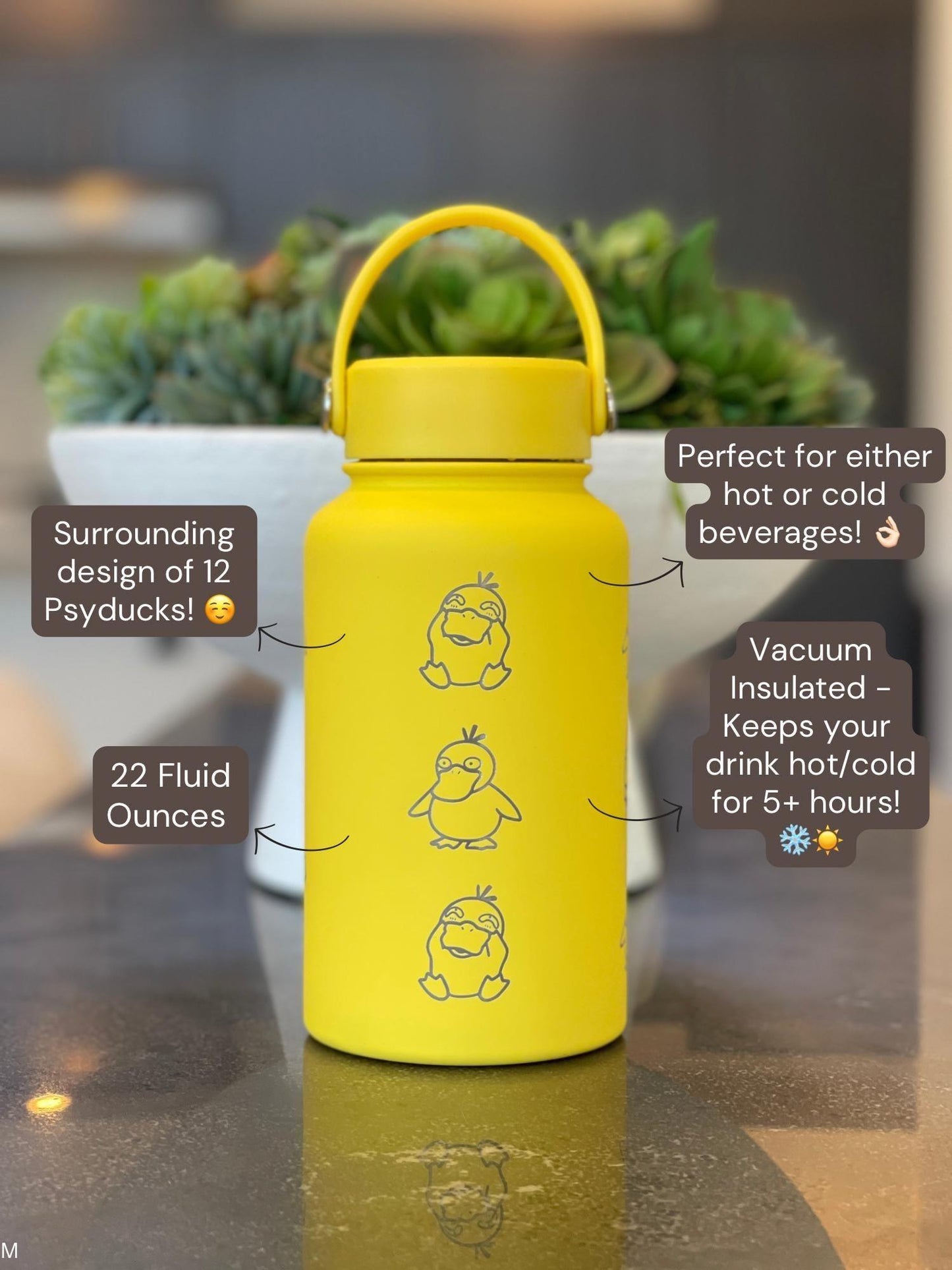 Psyduck Water Bottle Engraved Coffee Tumbler