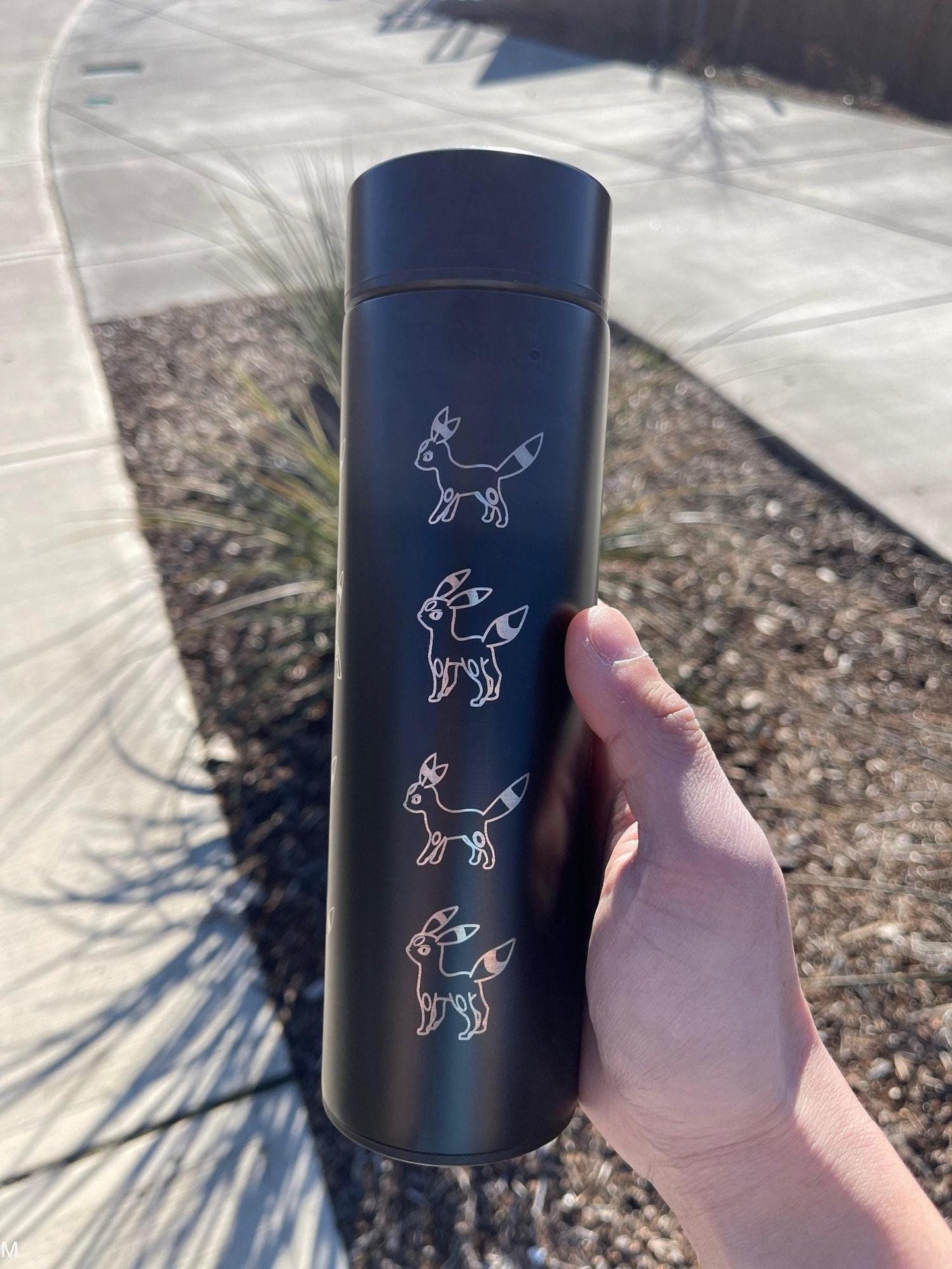 Umbreon coffee tumbler with tea infuser, umbreon espeon travel mug set, cute eevee evolution eeveelutions waterbottle thermos gift