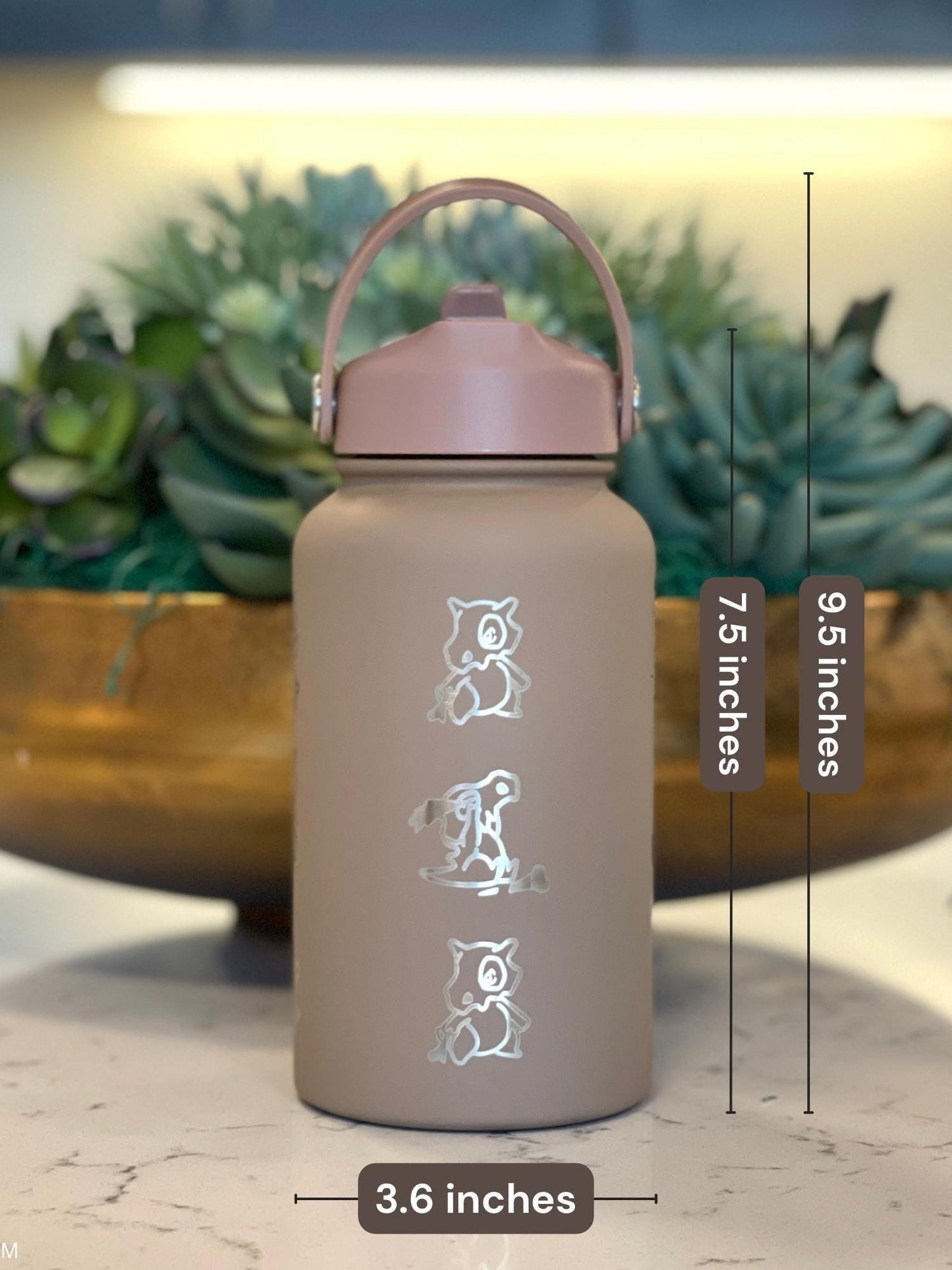 Cubone Marowak Waterbottle, Engraved Straw Coffee Tea Tumbler Travel Mug Water Bottle, Kanto Anime Fan Flask Drinkware Birthday Gift