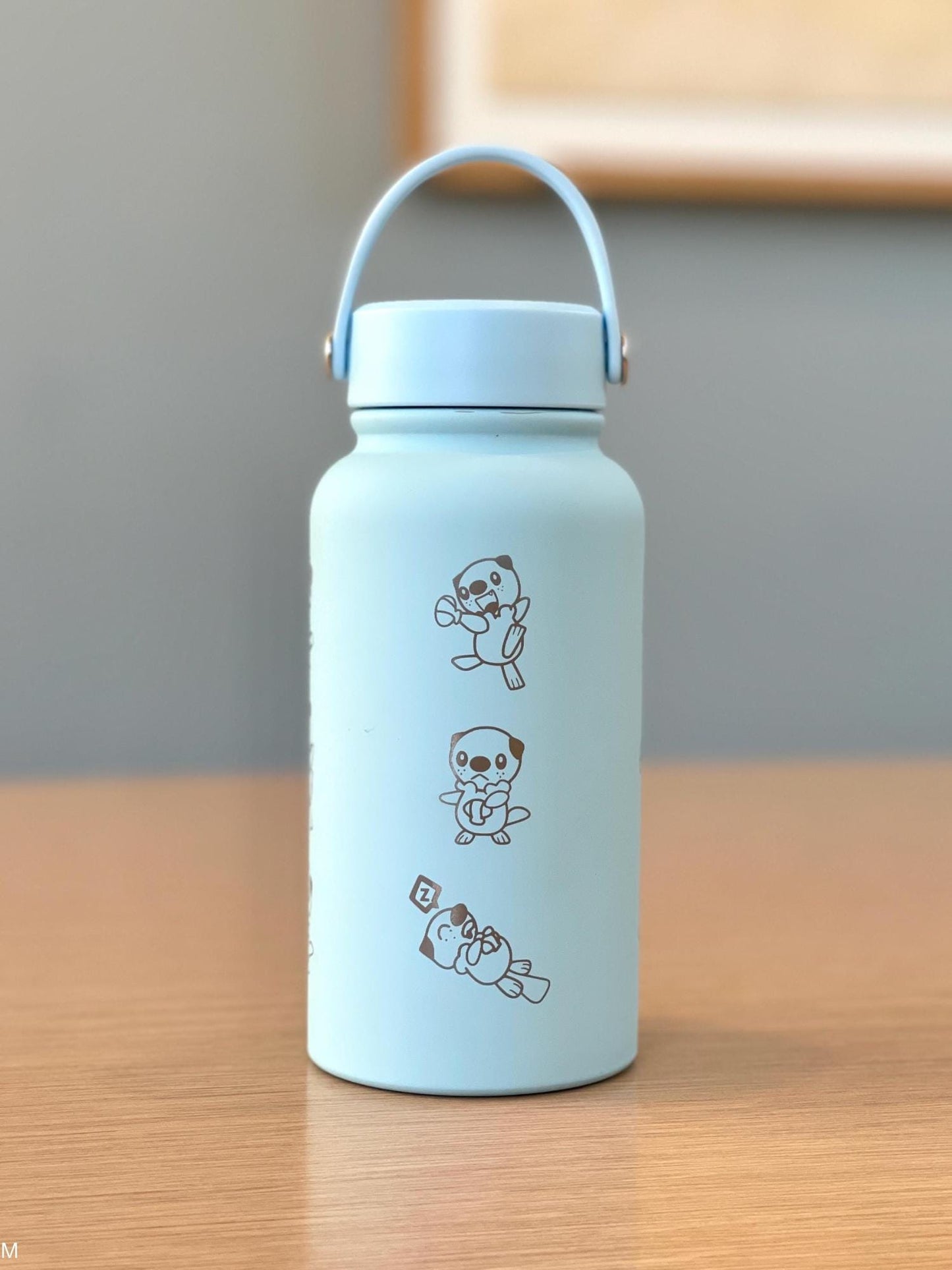 Oshawott Water Bottle Engraved Waterbottle, Crying Oshawott Shell Funny Unova Starter Samurott Coffee Tumbler Thermos, Anime Birthday Gift