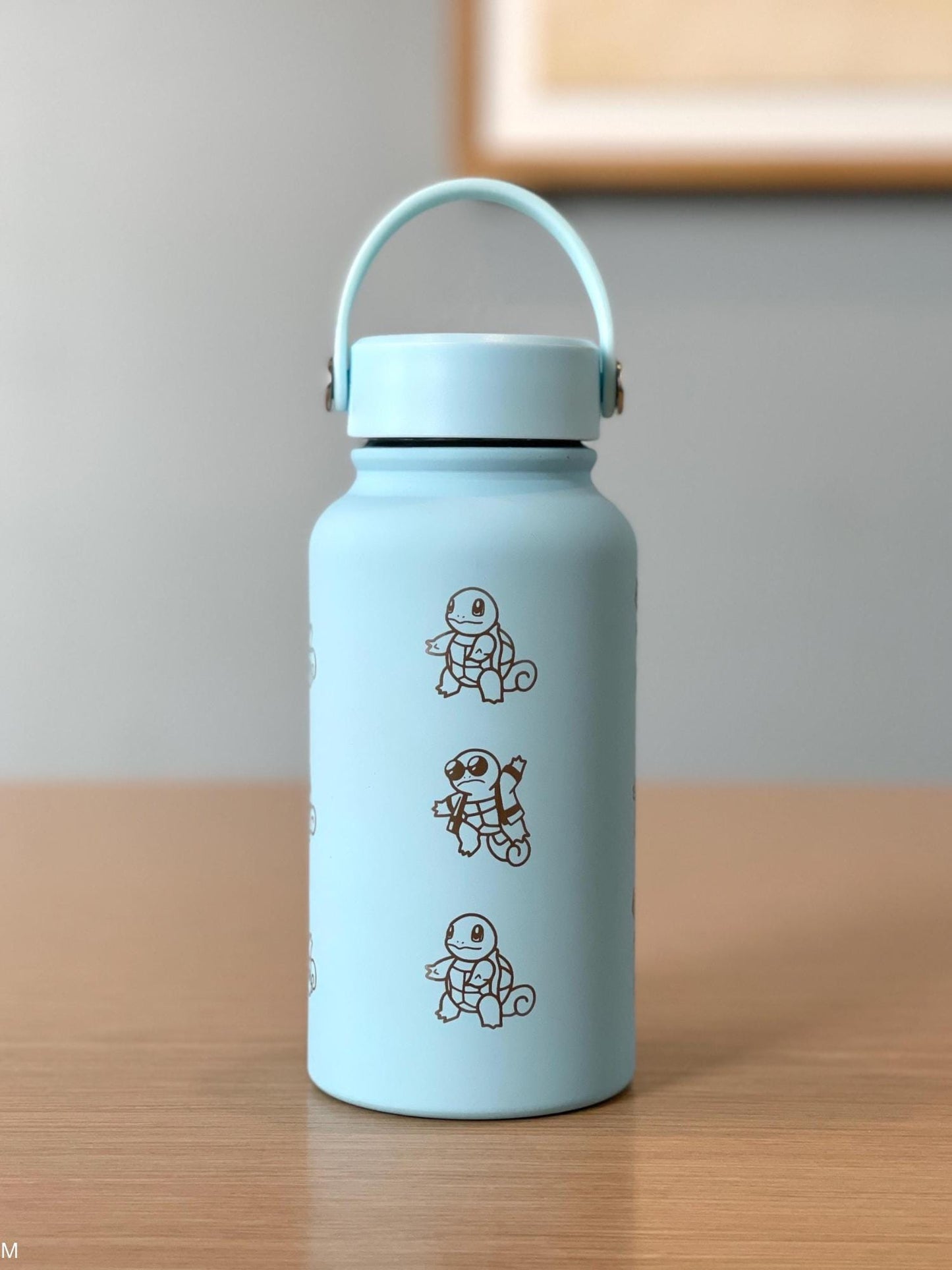 Squirtle Squad Water Bottle Engraved Coffee Tumbler with Sunglasses Saxophone Squirtle, Waterbottle Travel Mug Kanto Starter Birthday Gift