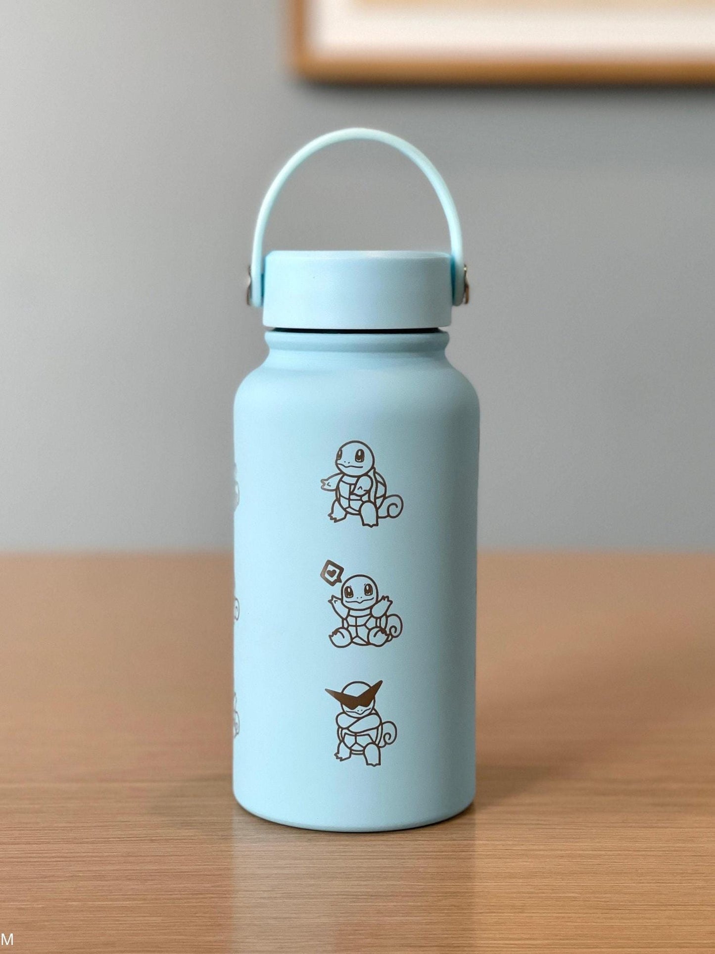 Squirtle Squad Water Bottle Engraved Coffee Tumbler with Sunglasses Saxophone Squirtle, Waterbottle Travel Mug Kanto Starter Birthday Gift