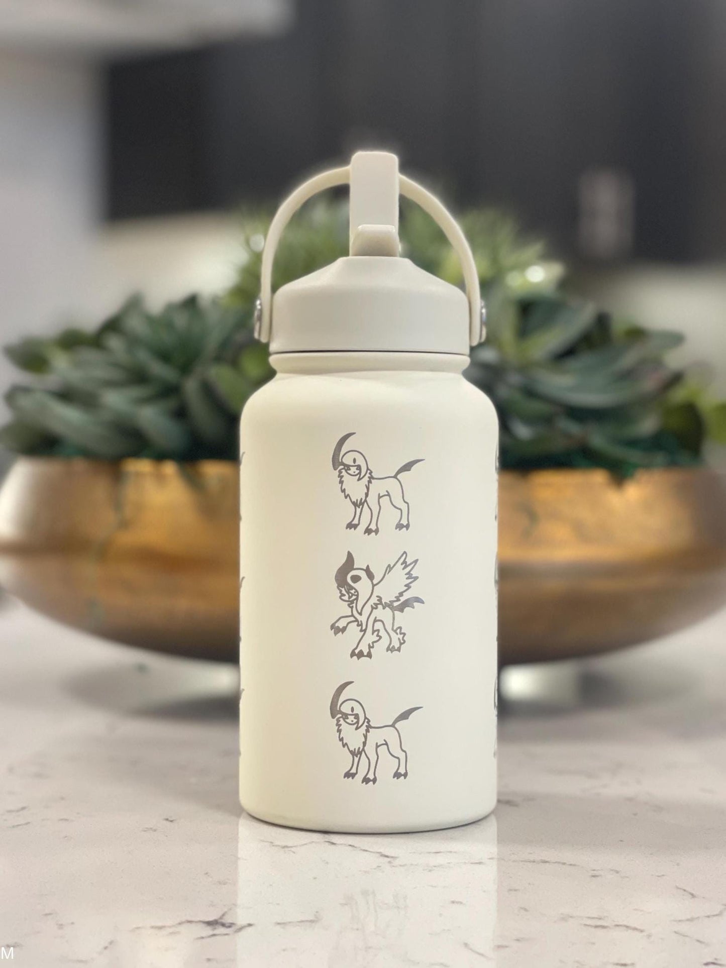 Absol Water Bottle Engraved Coffee Tumbler with Mega Absol & Sleeping Absol, Engraved Waterbottle, Gamer Travel Mug Thermos Birthday Gift