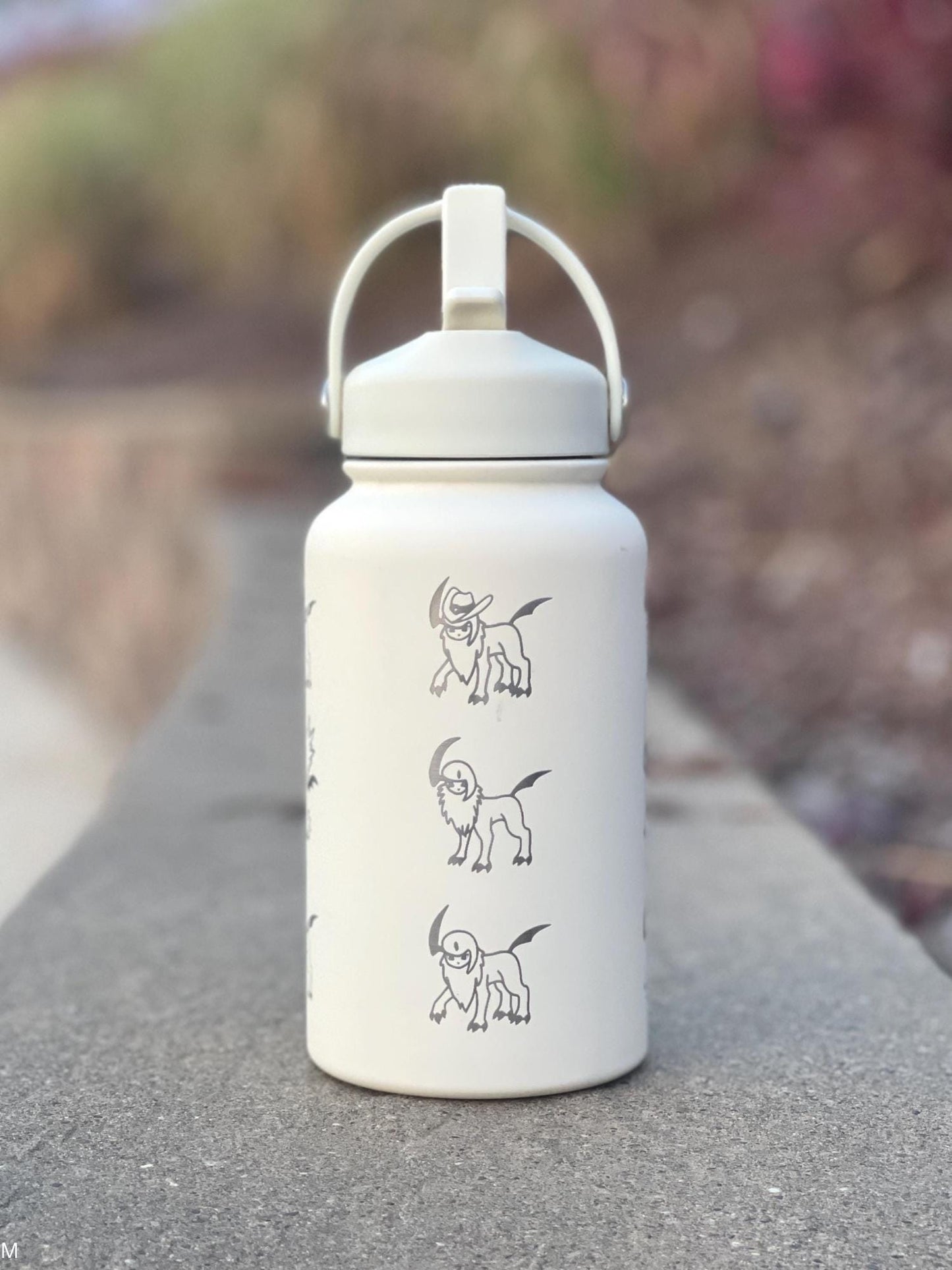 Absol Water Bottle Engraved Coffee Tumbler with Mega Absol & Sleeping Absol, Engraved Waterbottle, Gamer Travel Mug Thermos Birthday Gift
