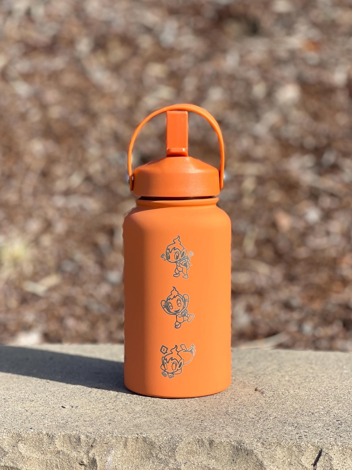Chimchar Water Bottle Engraved Coffee Tumbler  Cafe Remix Costume, Sinnoh Starter Waterbottle Travel Mug Thermos, Anime Fan Birthday Gift