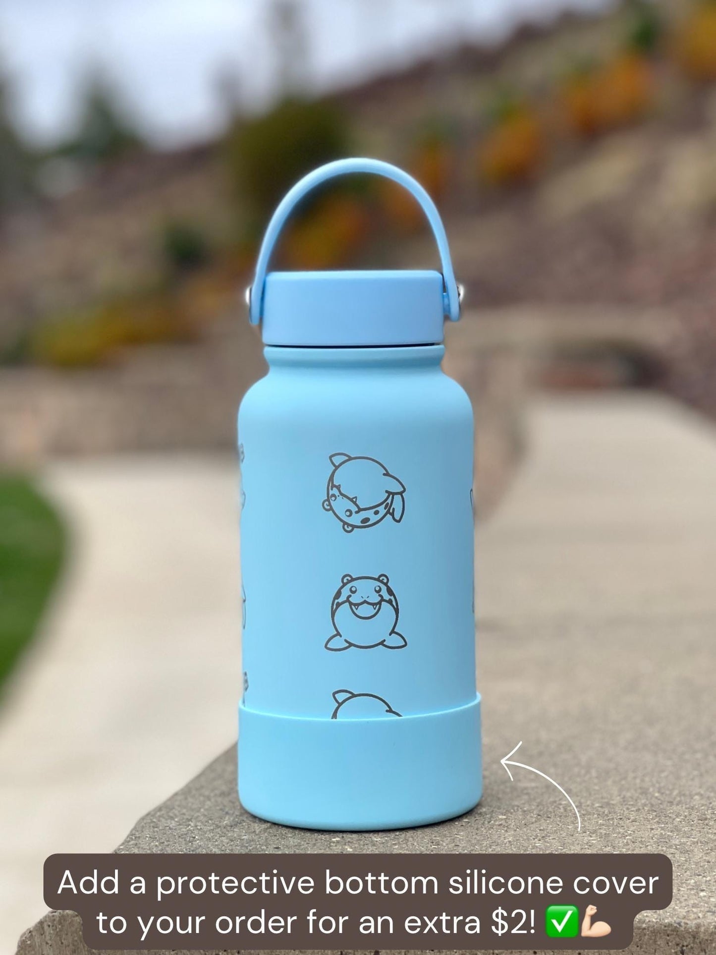 Spheal Water Bottle Engraved Coffee Tumbler, Rolling Spheal and Sleeping Spheal Waterbottle Travel Mug Thermos, Cute Anime Fan Birthday Gift