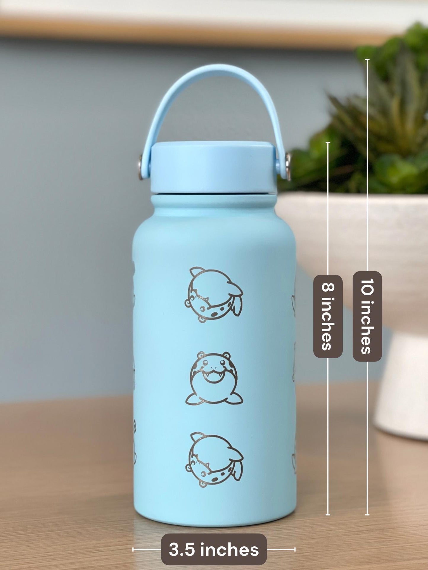 Spheal Water Bottle Engraved Coffee Tumbler, Rolling Spheal and Sleeping Spheal Waterbottle Travel Mug Thermos, Cute Anime Fan Birthday Gift