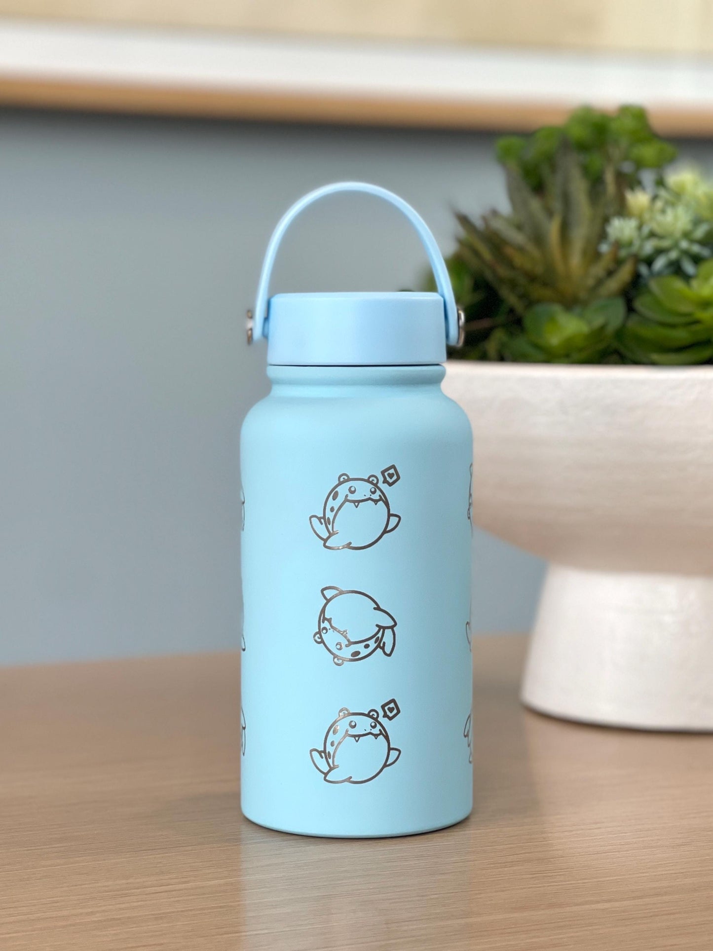 Spheal Water Bottle Engraved Coffee Tumbler, Rolling Spheal and Sleeping Spheal Waterbottle Travel Mug Thermos, Cute Anime Fan Birthday Gift