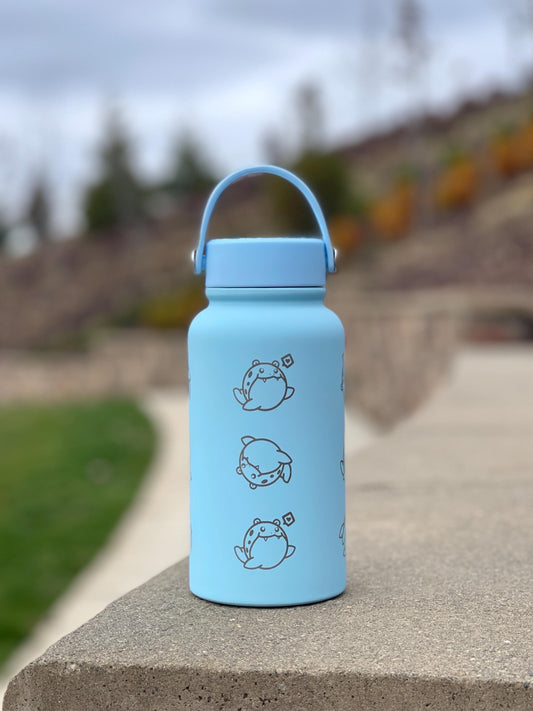 Spheal Water Bottle Engraved Coffee Tumbler, Rolling Spheal and Sleeping Spheal Waterbottle Travel Mug Thermos, Cute Anime Fan Birthday Gift