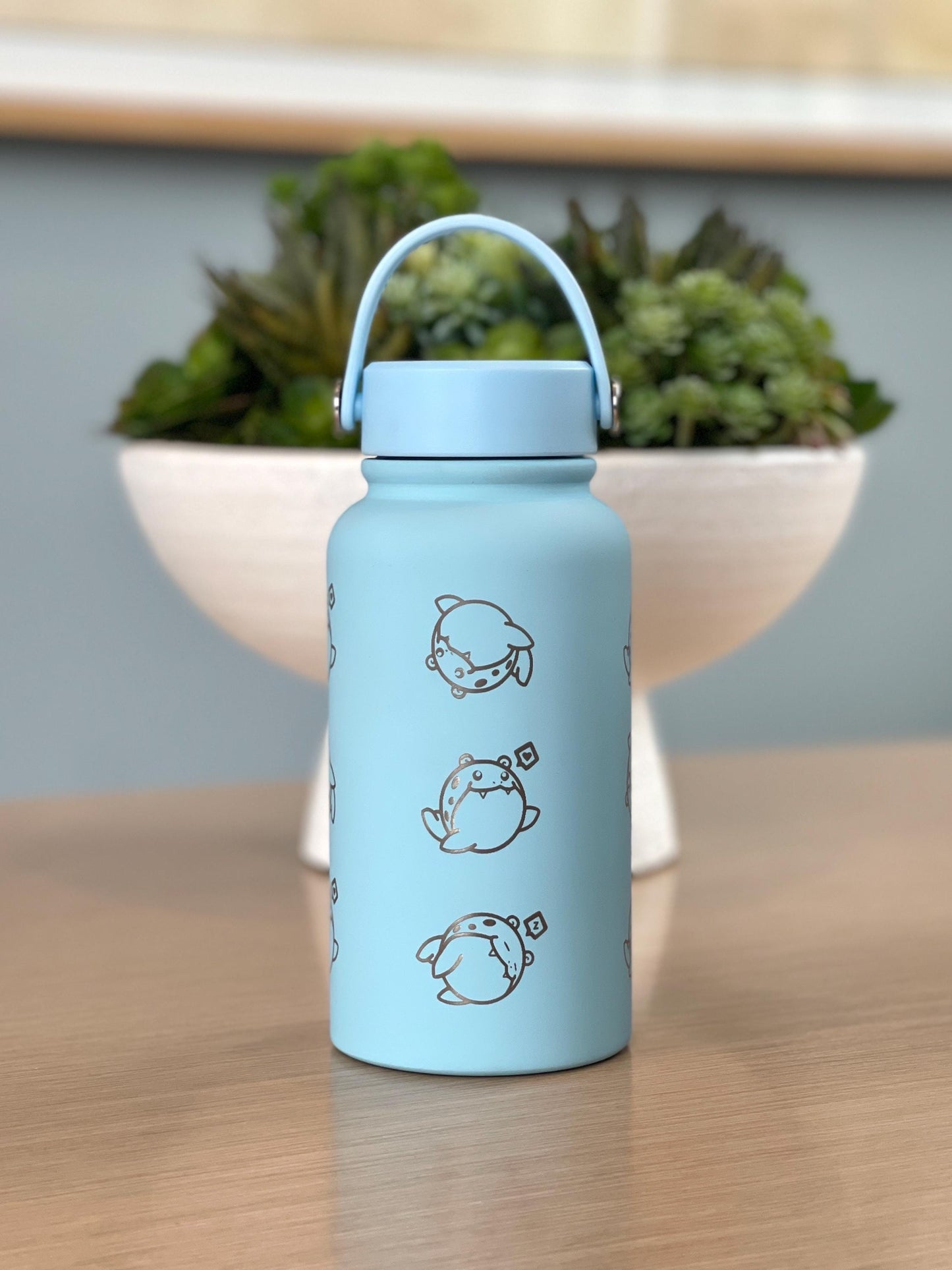 Spheal Water Bottle Engraved Coffee Tumbler, Rolling Spheal and Sleeping Spheal Waterbottle Travel Mug Thermos, Cute Anime Fan Birthday Gift