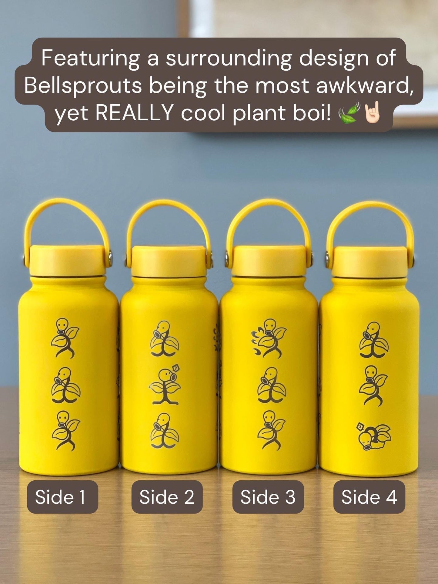 Bellsprout Water Bottle Engraved Coffee Tumbler with Sleeping Bellsprout & Razor Leaf Move Travel Mug Cup, Funny Anime Meme Birthday Gift