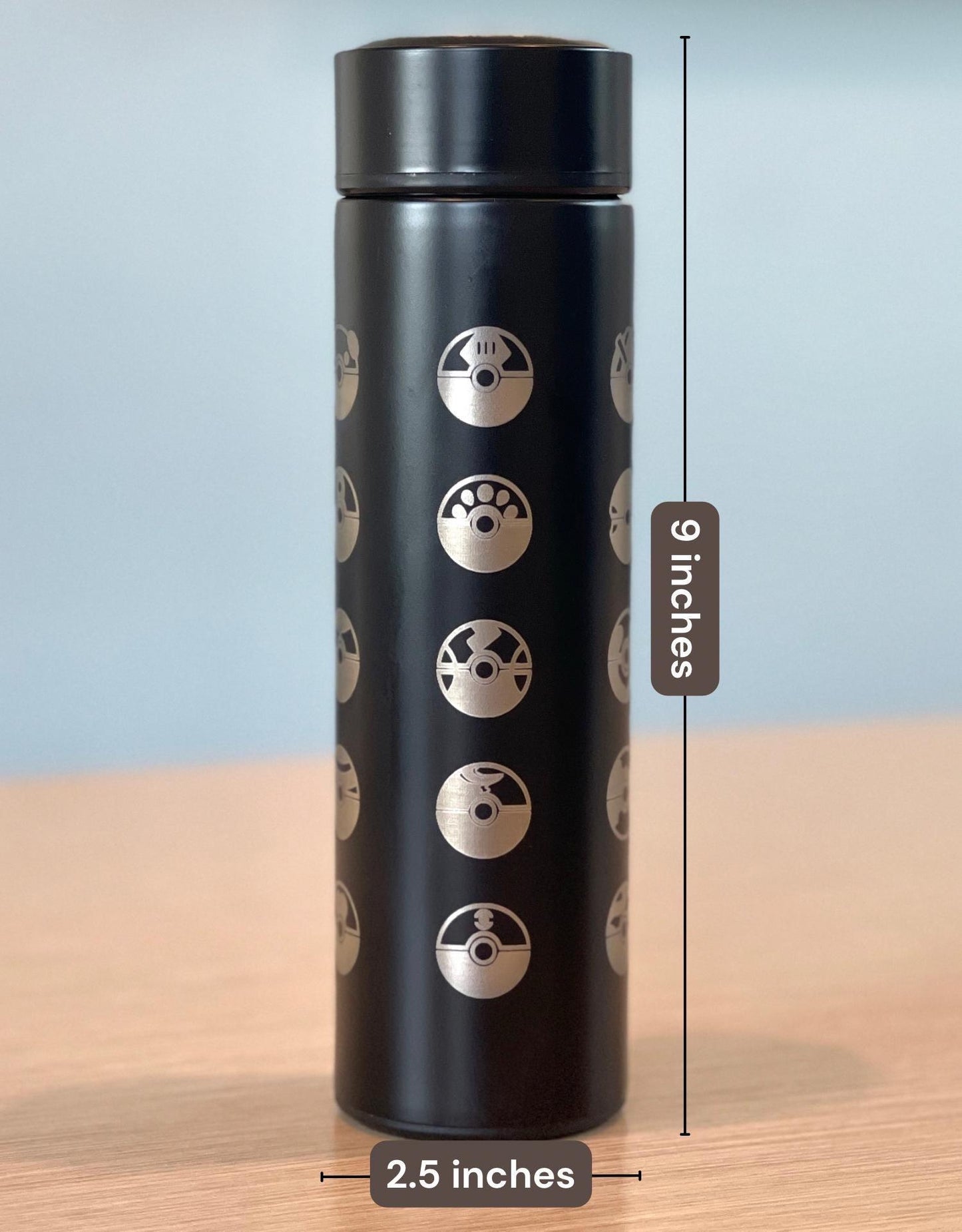 25 Classic Pokeballs Coffee Tumbler Waterbottle with Tea Infuser, Great Ultra Master Ball Thermos Water Bottle, Anime Travel Mug Gamer Gift