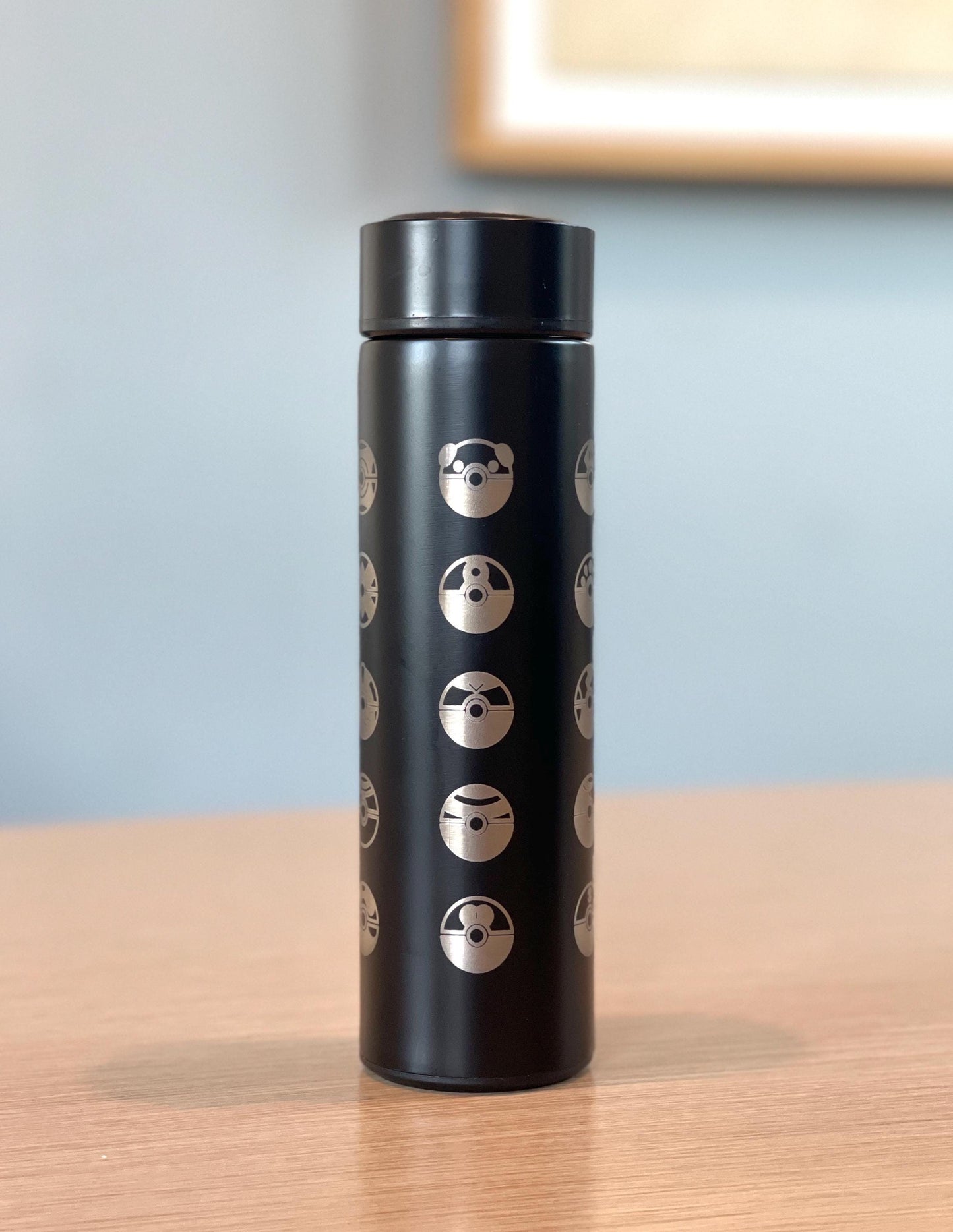 25 Classic Pokeballs Coffee Tumbler Waterbottle with Tea Infuser, Great Ultra Master Ball Thermos Water Bottle, Anime Travel Mug Gamer Gift
