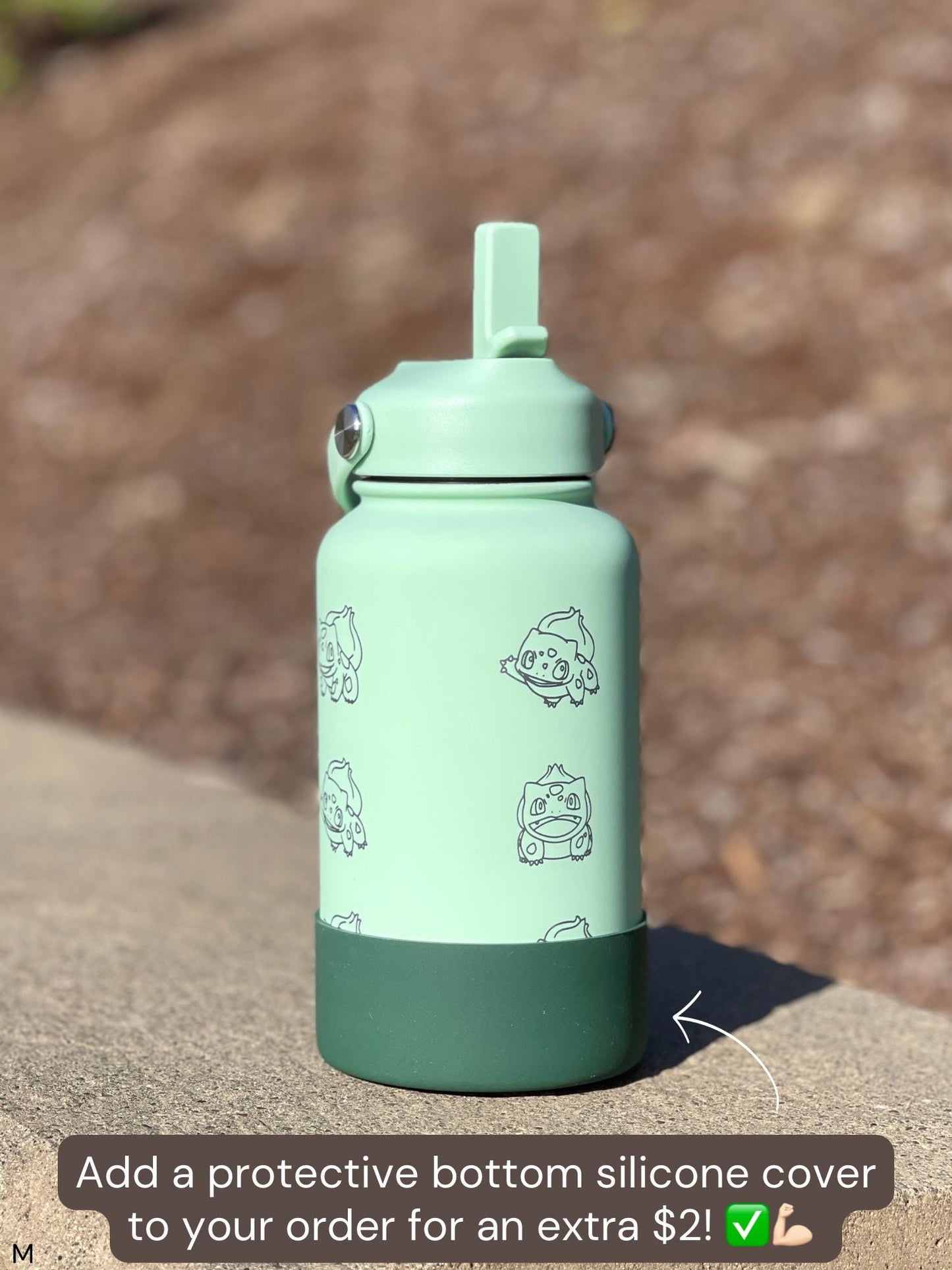 Bulbasaur Water Bottle Engraved Coffee Tumbler, Grass Kanto Starter Waterbottle Thermos Travel Mug Flask, Anime Fan Birthday Gift