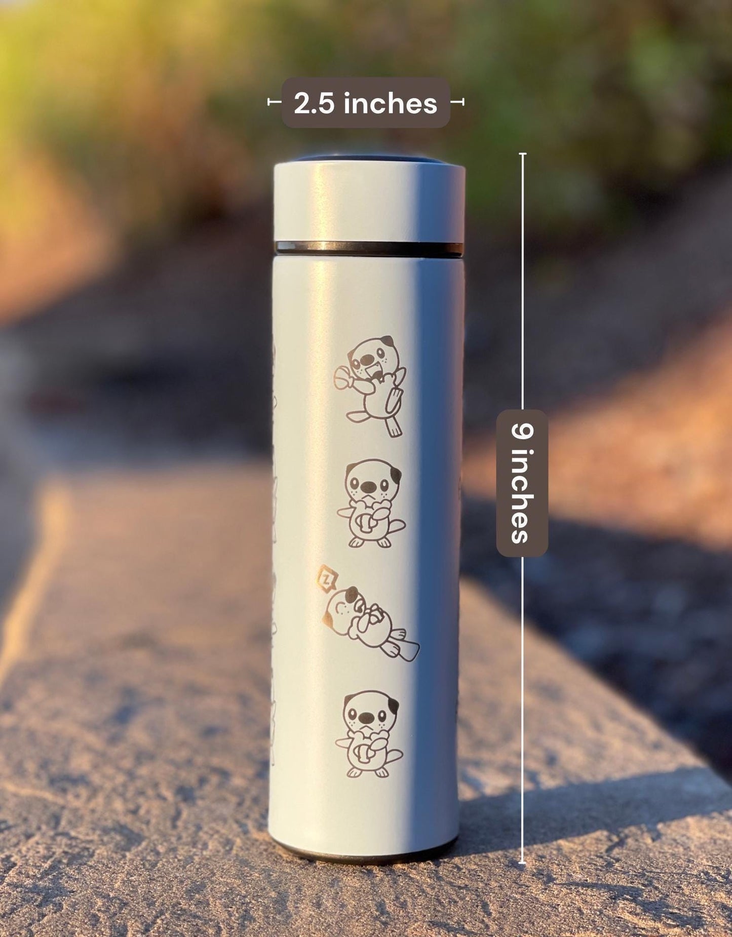 Oshawott Coffee Tumbler Tea Infuser Water Bottle, Unova Starter Otter Shell Travel Mug Thermos, Anime Fan Gamer Birthday Anniversary Gift