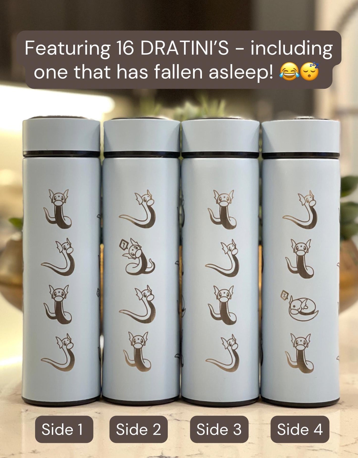 Dratini Coffee Tumbler Tea Infuser Waterbottle, Dragon Pokemon Dragonite Travel Mug Cup Drinkware, Anime Fan Birthday Anniversary Gift