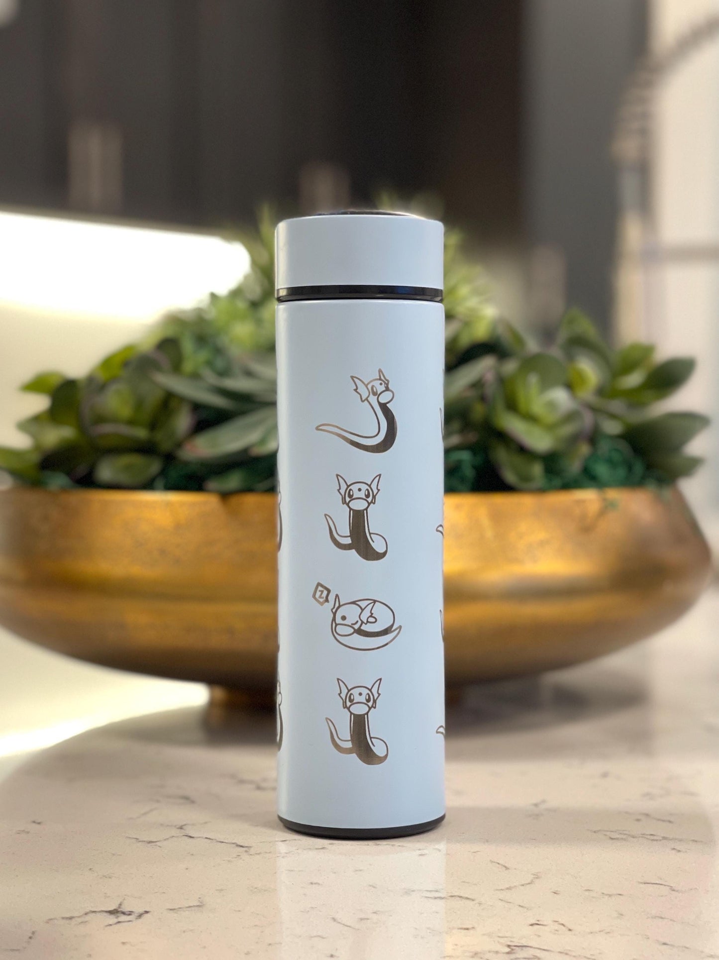 Dratini Coffee Tumbler Tea Infuser Waterbottle, Dragon Pokemon Dragonite Travel Mug Cup Drinkware, Anime Fan Birthday Anniversary Gift
