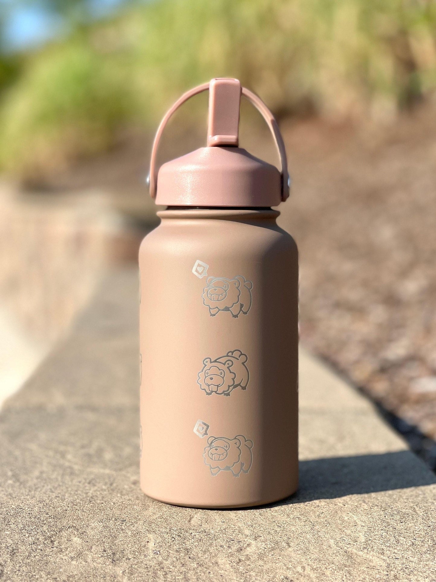 Bidoof Water Bottle Engraved Straw Waterbottle Coffee Tumbler, HM Slave Rock Smash Cut, Funny Meme Anime Fan Travel Mug Cup Drink Gift