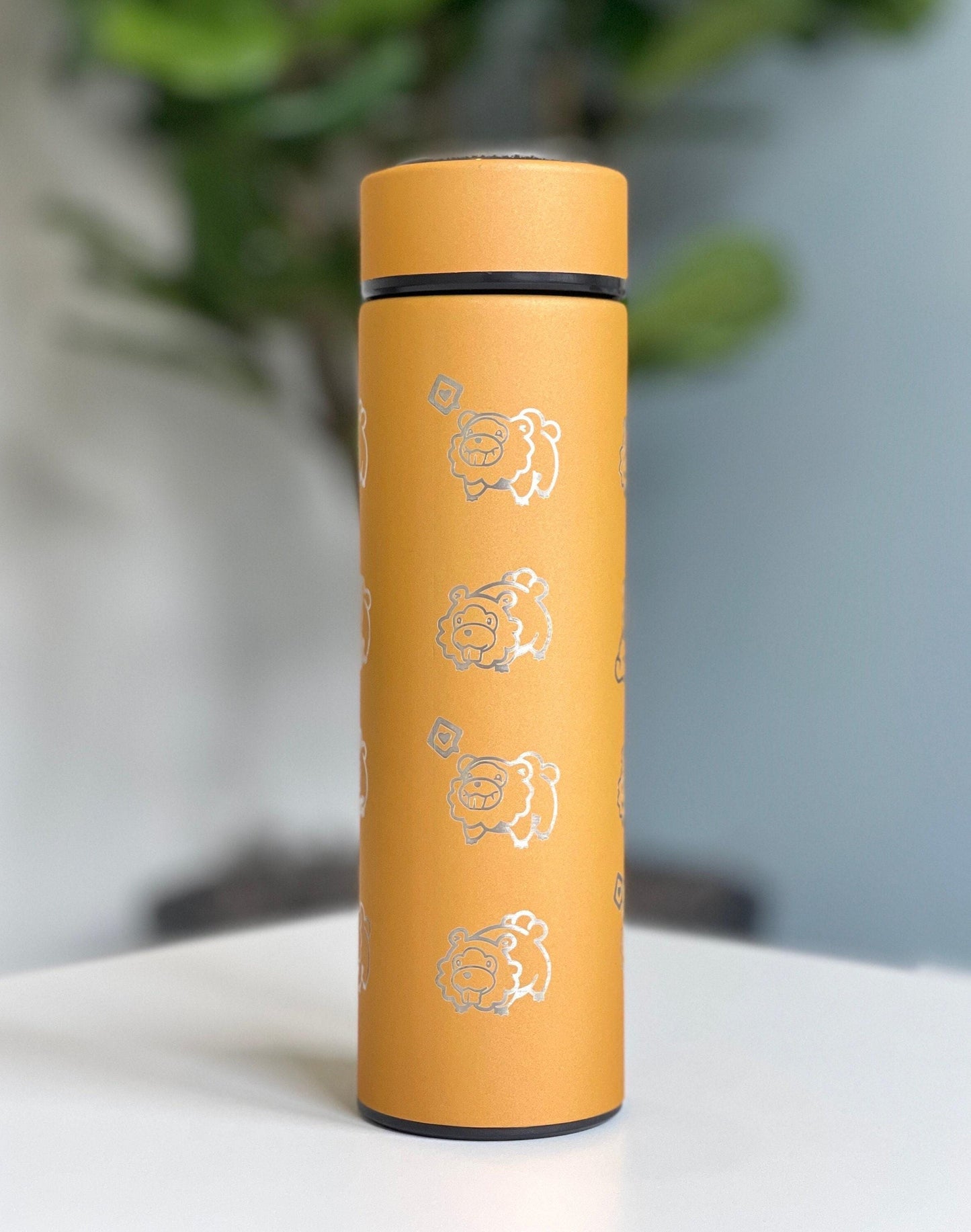 Shiny Bidoof Coffee Tumbler with Tea Infuser, HM Slave Cut Rock Smash, Waterbottle Meme Funny Travel Cup Mug Gift
