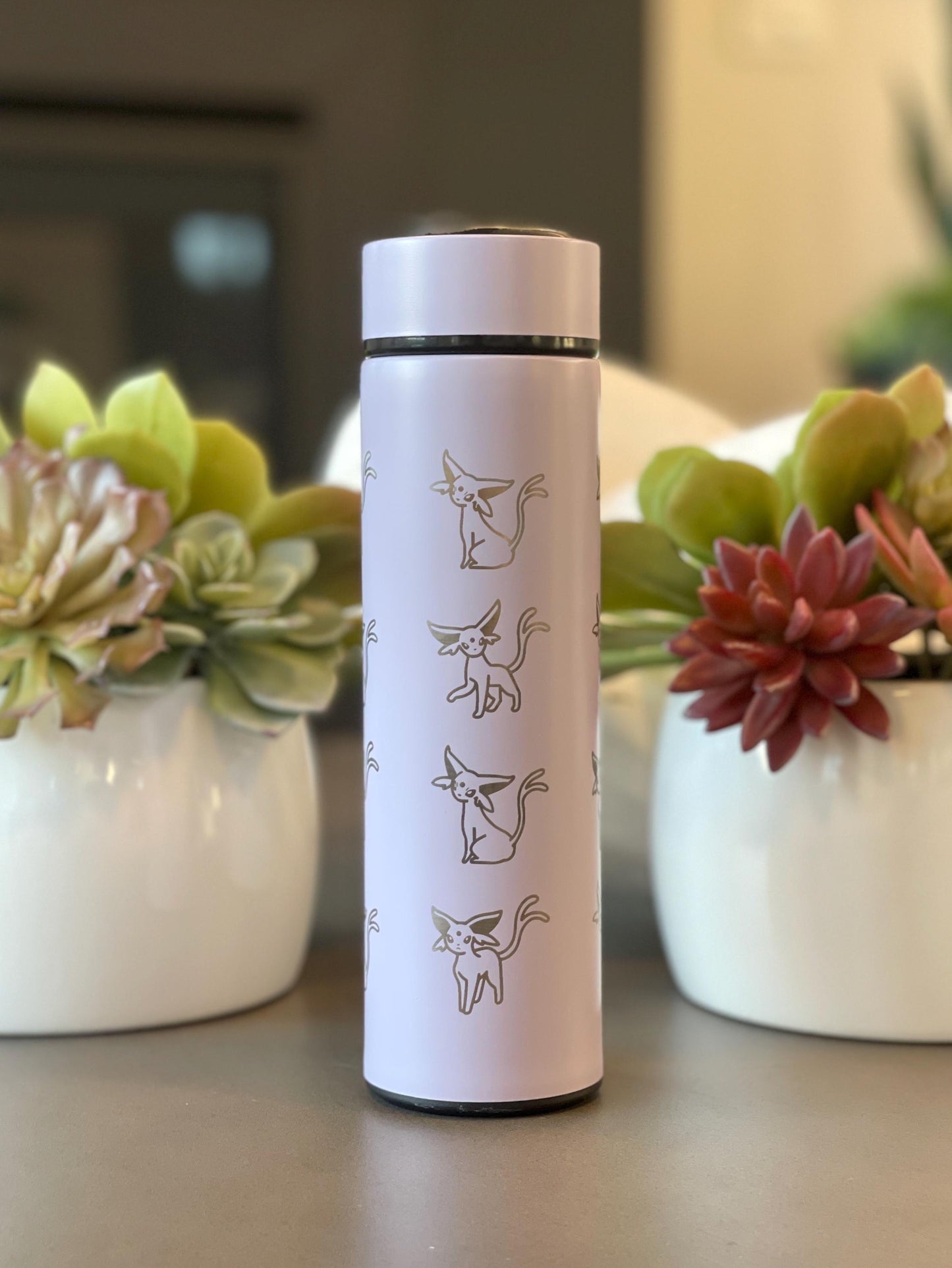 Espeon Coffee Tumbler Tea Infuser, Unite Tuxedo Style Top Hat & Sleeping Espeon Waterbottle, Eeveelution Anime Fan Birthday Gift