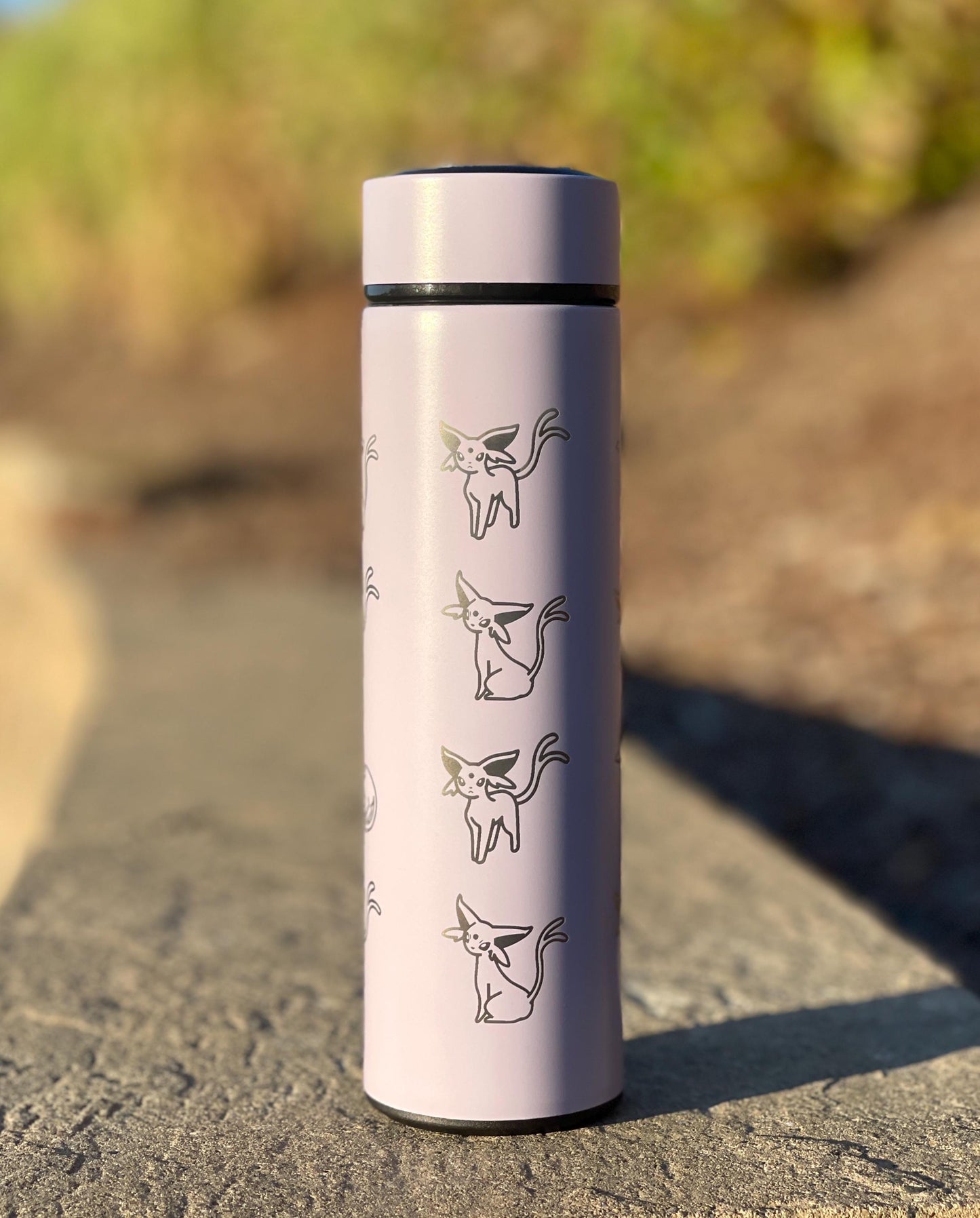 Espeon Coffee Tumbler Tea Infuser, Unite Tuxedo Style Top Hat & Sleeping Espeon Waterbottle, Eeveelution Anime Fan Birthday Gift