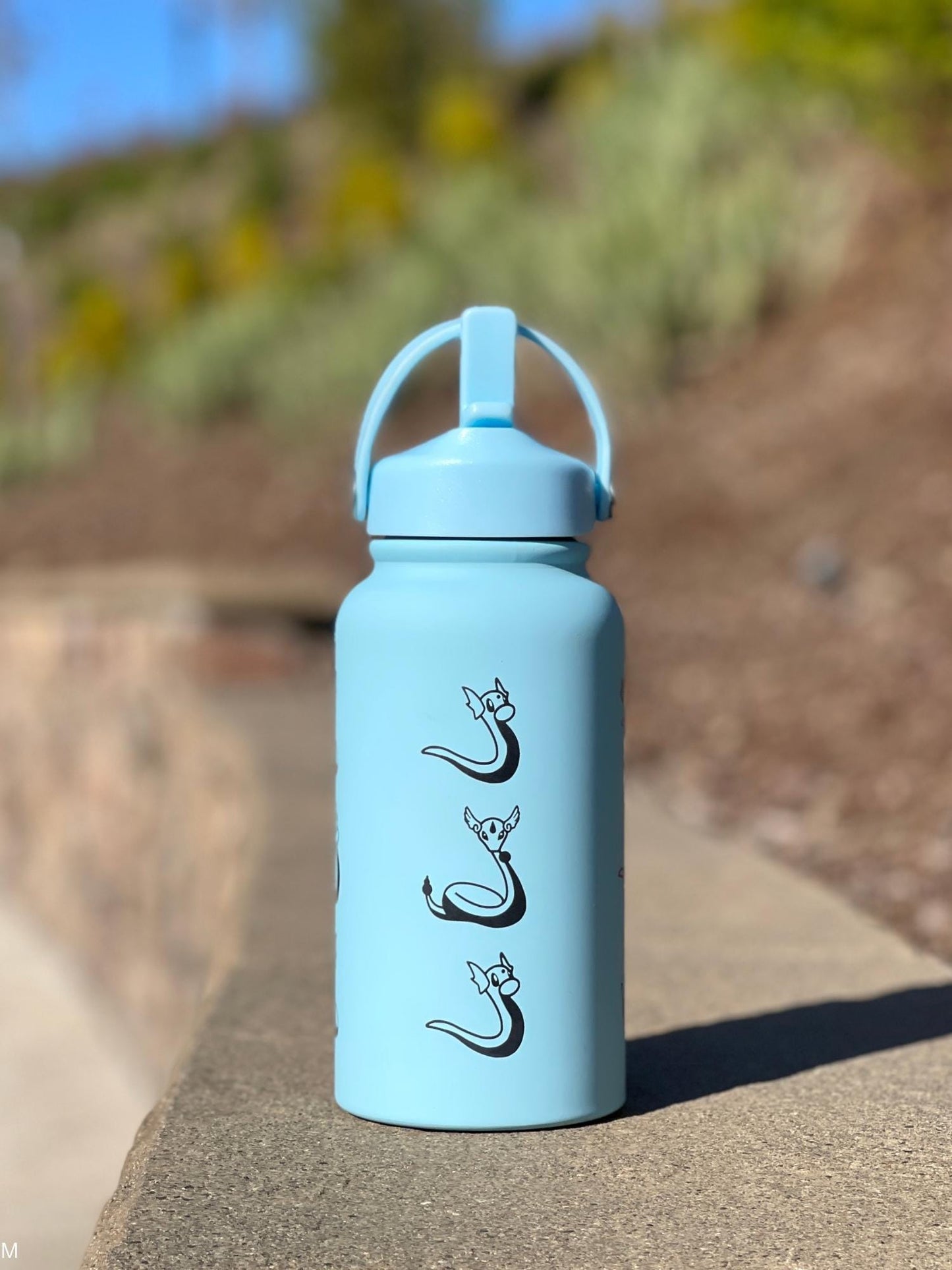 Dratini Dragonair Water Bottle, Laser Engraved Coffee Tumbler with Sleeping Dratini, Anime Dragonite Fan Waterbottle Birthday Gift