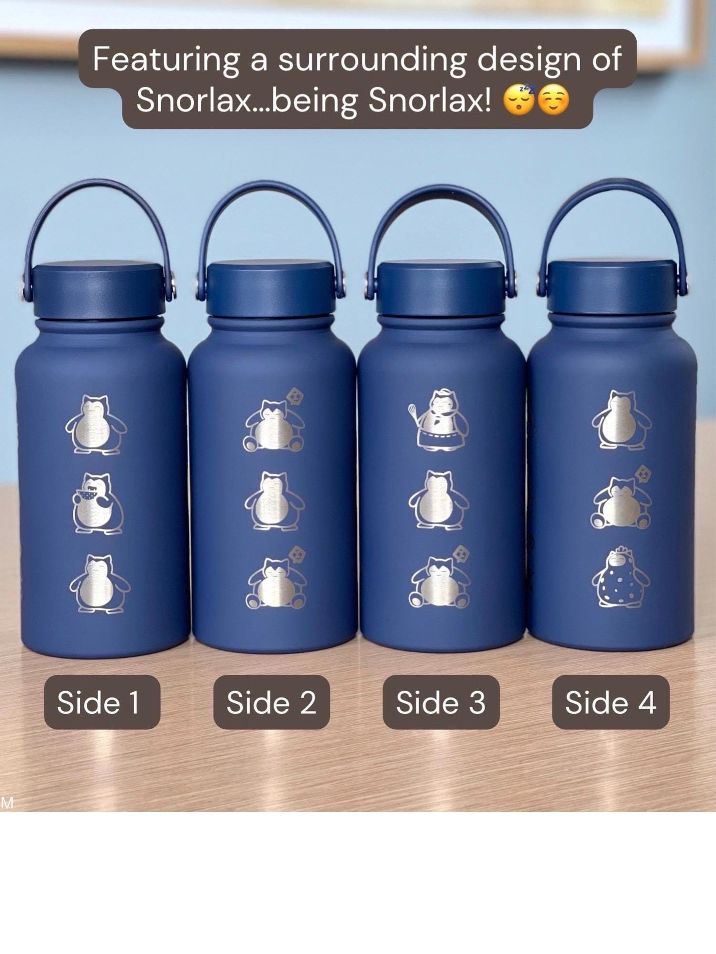 Snorlax Water Bottle Engraved Coffee Tumbler with Unite Cook Style, Waterbottle Sleeping Snorlax Travel Mug Funny Anime Fan Birthday Gift