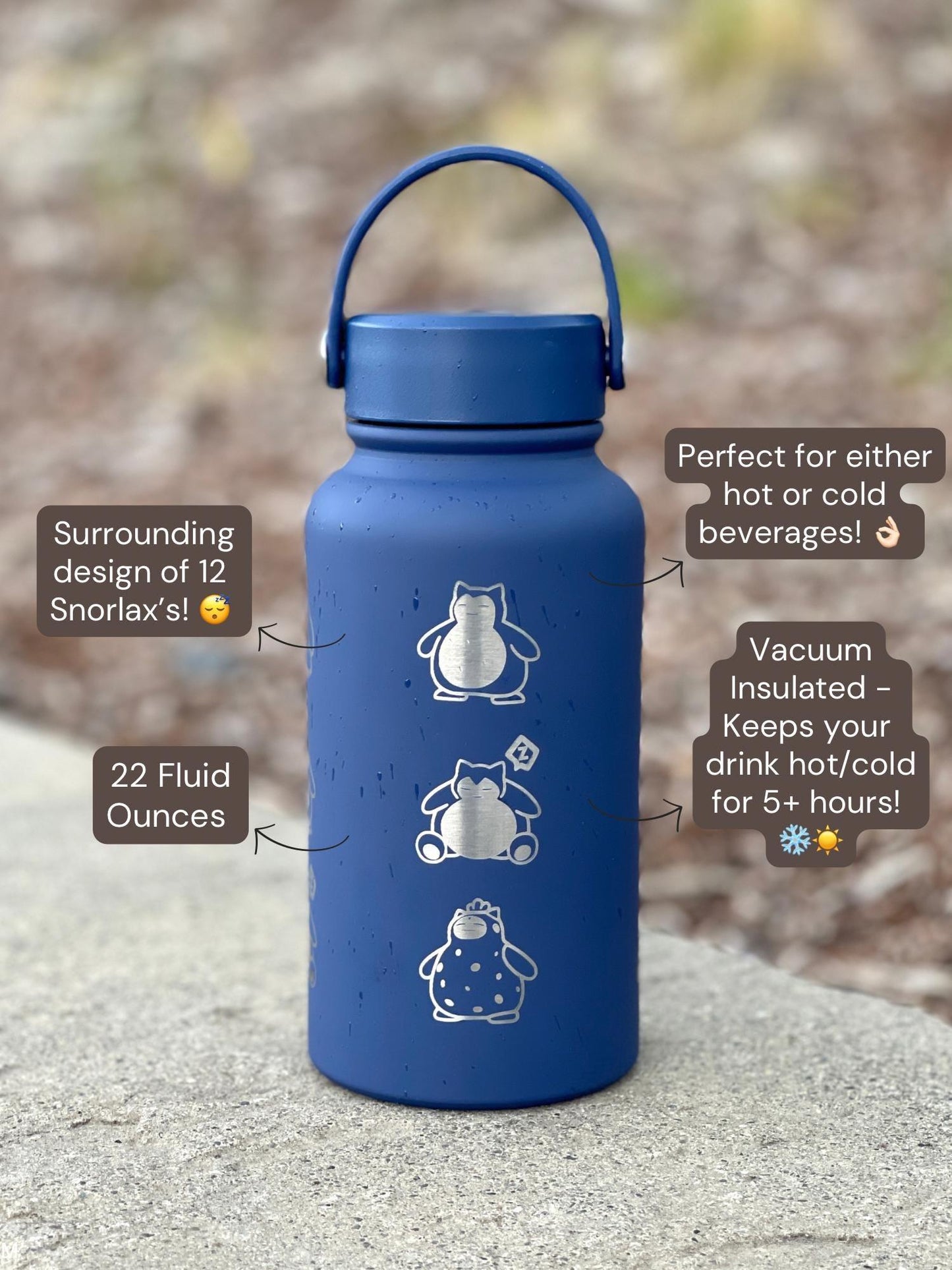 Snorlax Water Bottle Engraved Coffee Tumbler with Unite Cook Style, Waterbottle Sleeping Snorlax Travel Mug Funny Anime Fan Birthday Gift