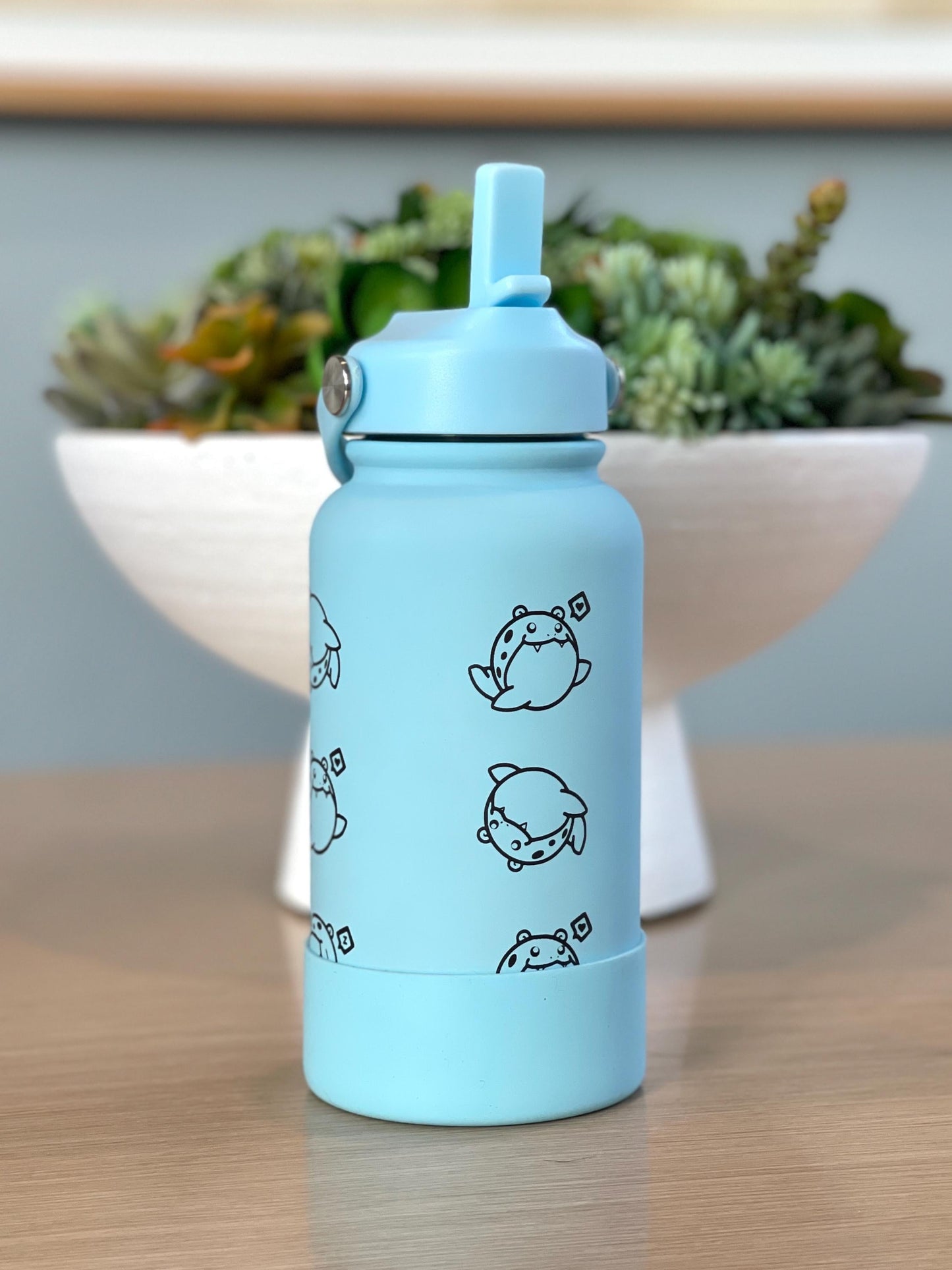 Spheal Water Bottle Engraved Coffee Tumbler, Rolling Spheal and Sleeping Spheal Waterbottle Travel Mug Thermos, Cute Anime Fan Birthday Gift