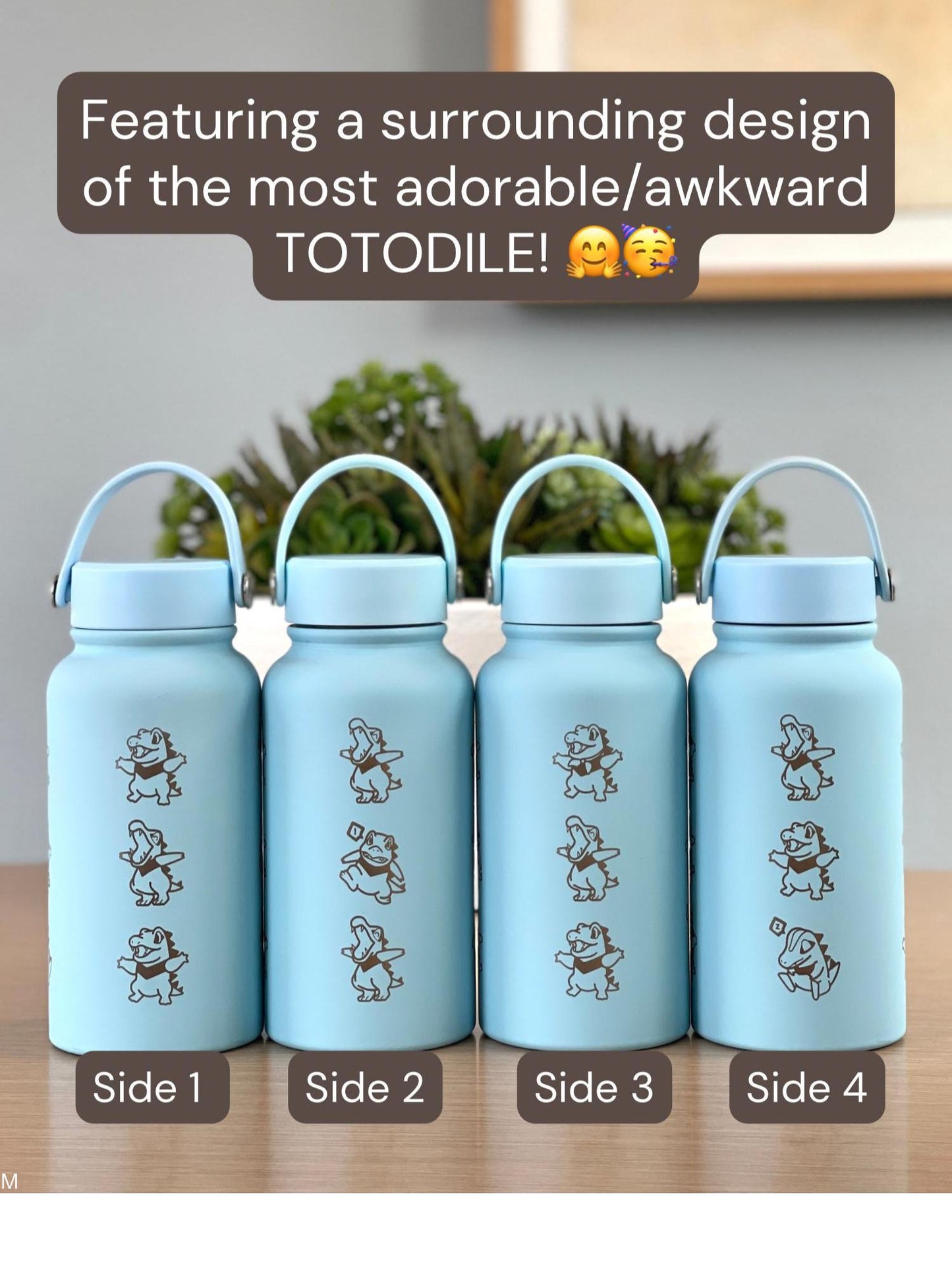 Totodile Water Bottle Engraved Coffee Tumbler with Mystery Dungeon Scarf, Johto Legends ZA Starter Waterbottle Travel Mug, Anime Fan Gift