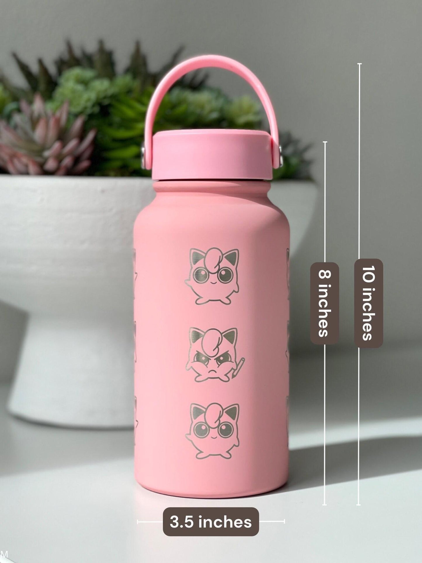 Jigglypuff Waterbottle Coffee Tumbler with Mic Singing and Angry Jigglypuff with Marker, Funny Cute Anime Travel Mug Cup Birthday Gifts