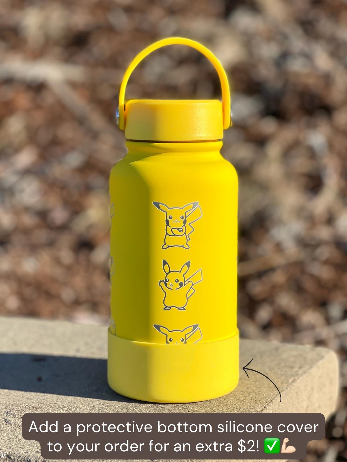 Pikachu Water Bottle with Captain & Detective Pikachu Volt Tackle, Engraved Waterbottle Coffee Tumbler Thermos, Anime Fan Birthday Gift