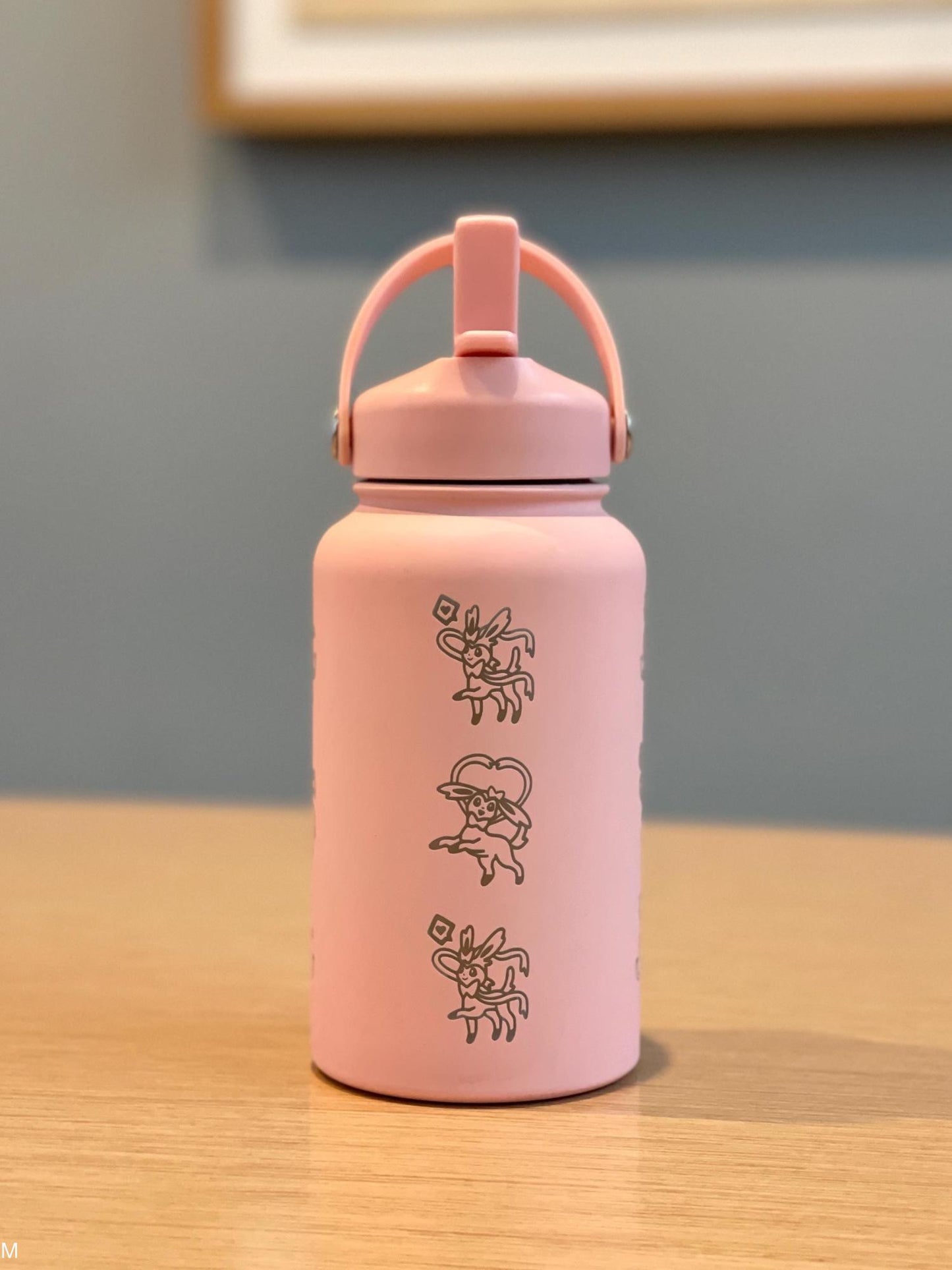 Sylveon Water Bottle Tumbler, Engraved Eevee Evolution Fairy Eeveelution Coffee Tea Thermos Travel Mug Waterbottle, Anime Fan Birthday Gift