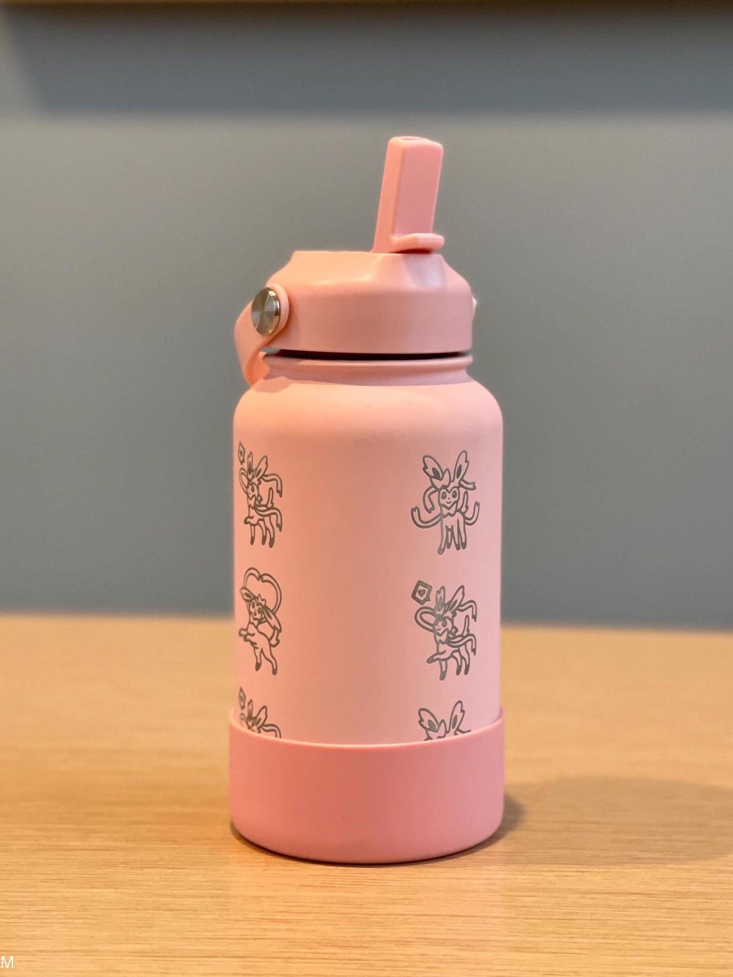 Sylveon Water Bottle Tumbler, Engraved Eevee Evolution Fairy Eeveelution Coffee Tea Thermos Travel Mug Waterbottle, Anime Fan Birthday Gift