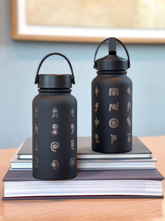 Unown Alphabet Water Bottle, Engraved “28 Unowns” Waterbottle Coffee Tumbler, Unknown Anime Fan Birthday Thermos Travel Mug Flask Gift