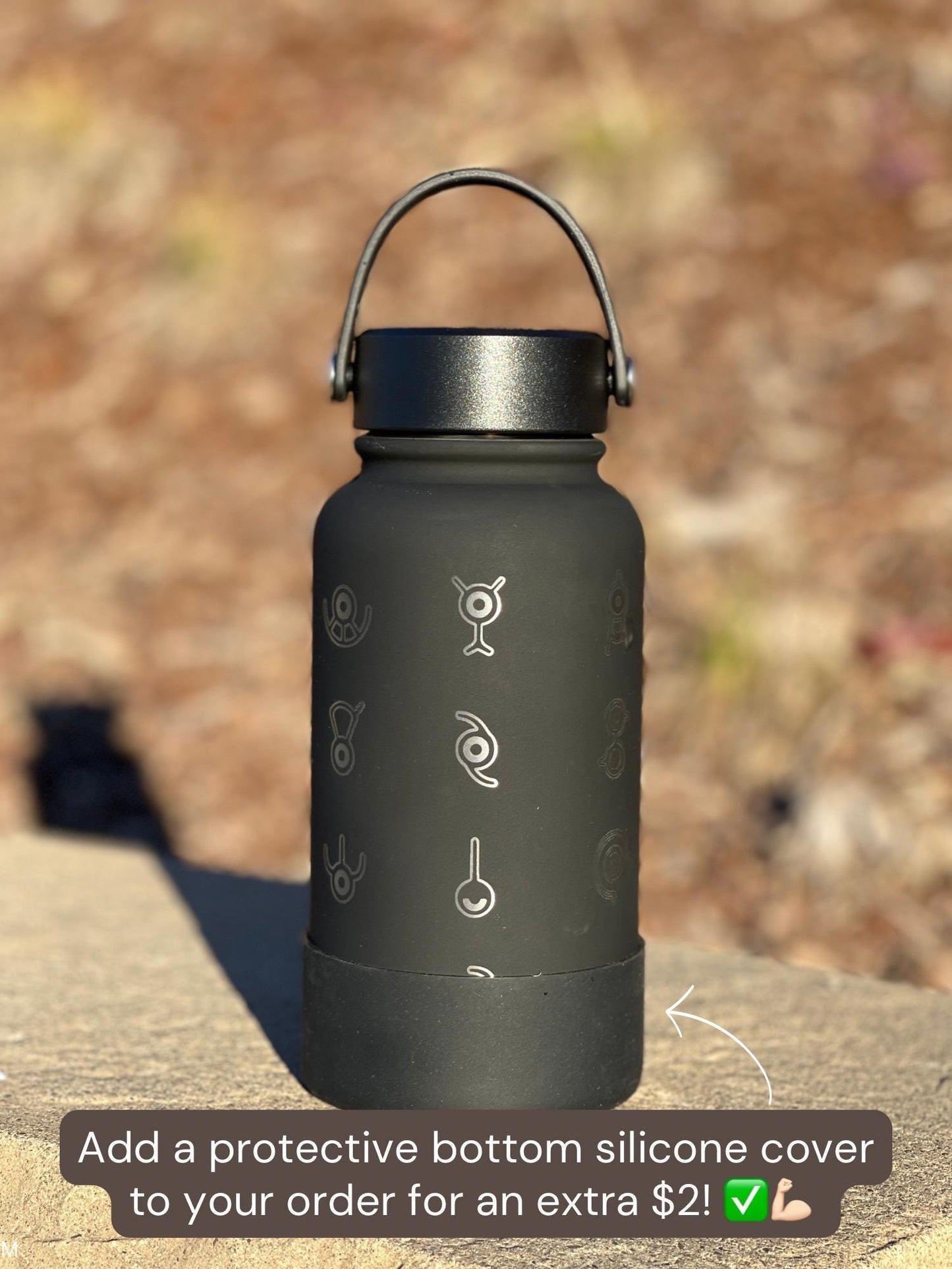 Unown Alphabet Water Bottle, Engraved “28 Unowns” Waterbottle Coffee Tumbler, Unknown Anime Fan Birthday Thermos Travel Mug Flask Gift