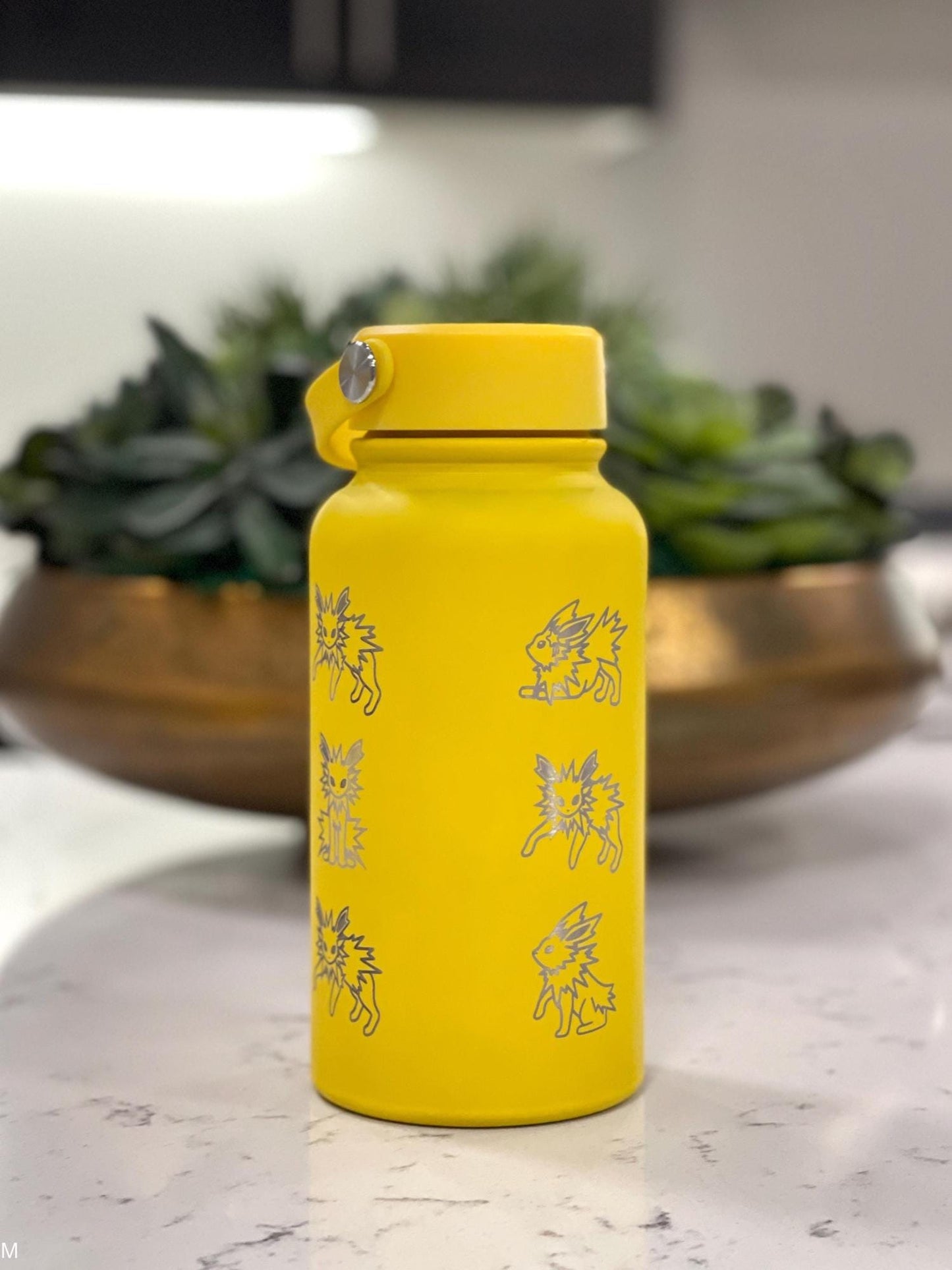 Jolteon Water Bottle, Eevee Eeveelution Engraved Straw Waterbottle Coffee Tea Tumbler Thermos, Gamer Birthday Anniversary Gift