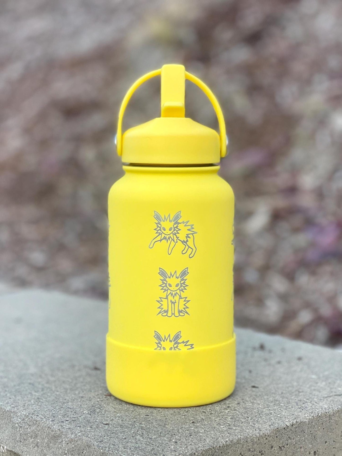 Jolteon Water Bottle, Eevee Eeveelution Engraved Straw Waterbottle Coffee Tea Tumbler Thermos, Gamer Birthday Anniversary Gift