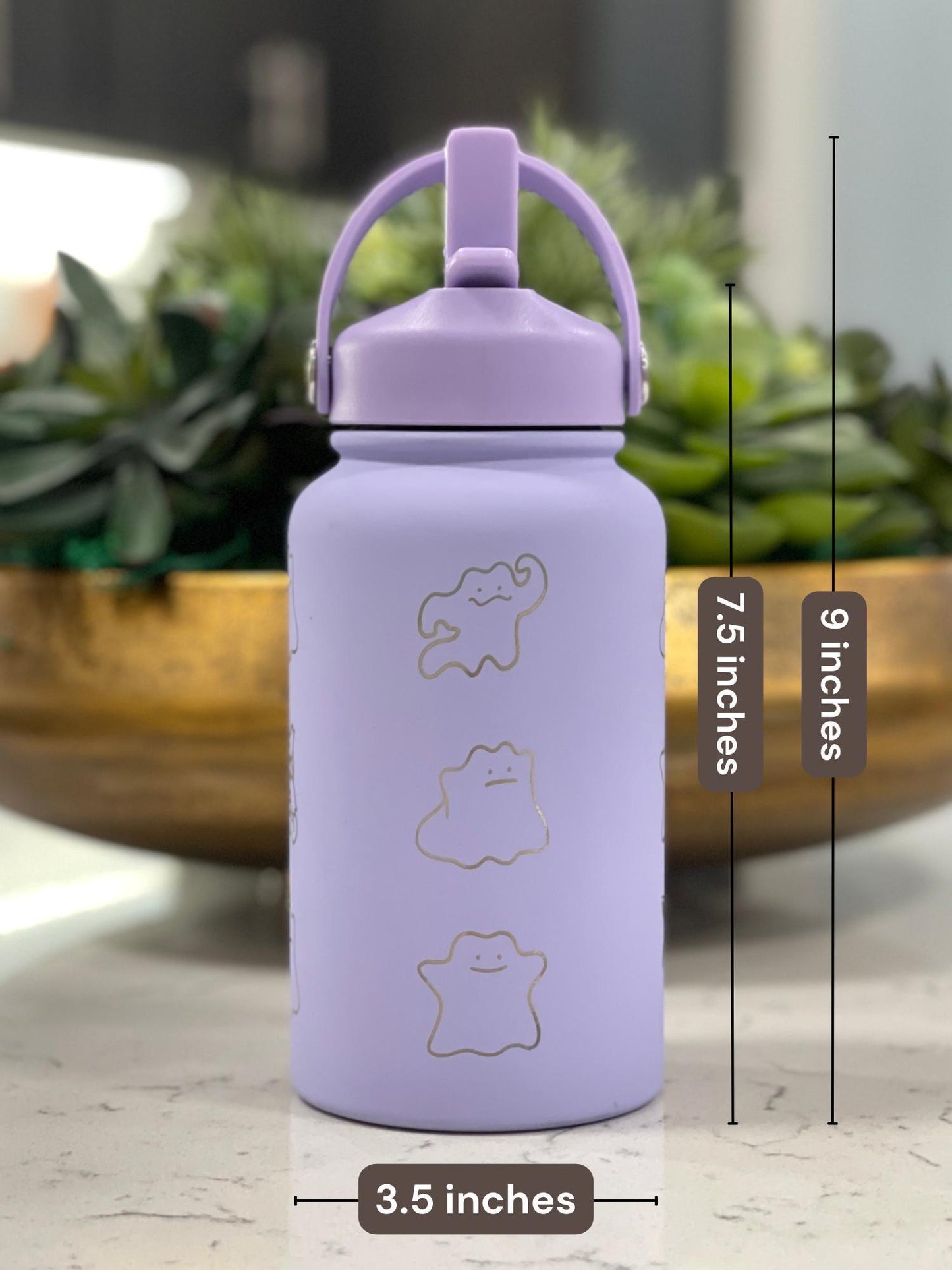 Ditto Water Bottle Engraved Coffee Straw Tumbler Waterbottle with Fake Ditto Squirtle & Eevee, Funny Meme Flask Birthday Anniversary Gift